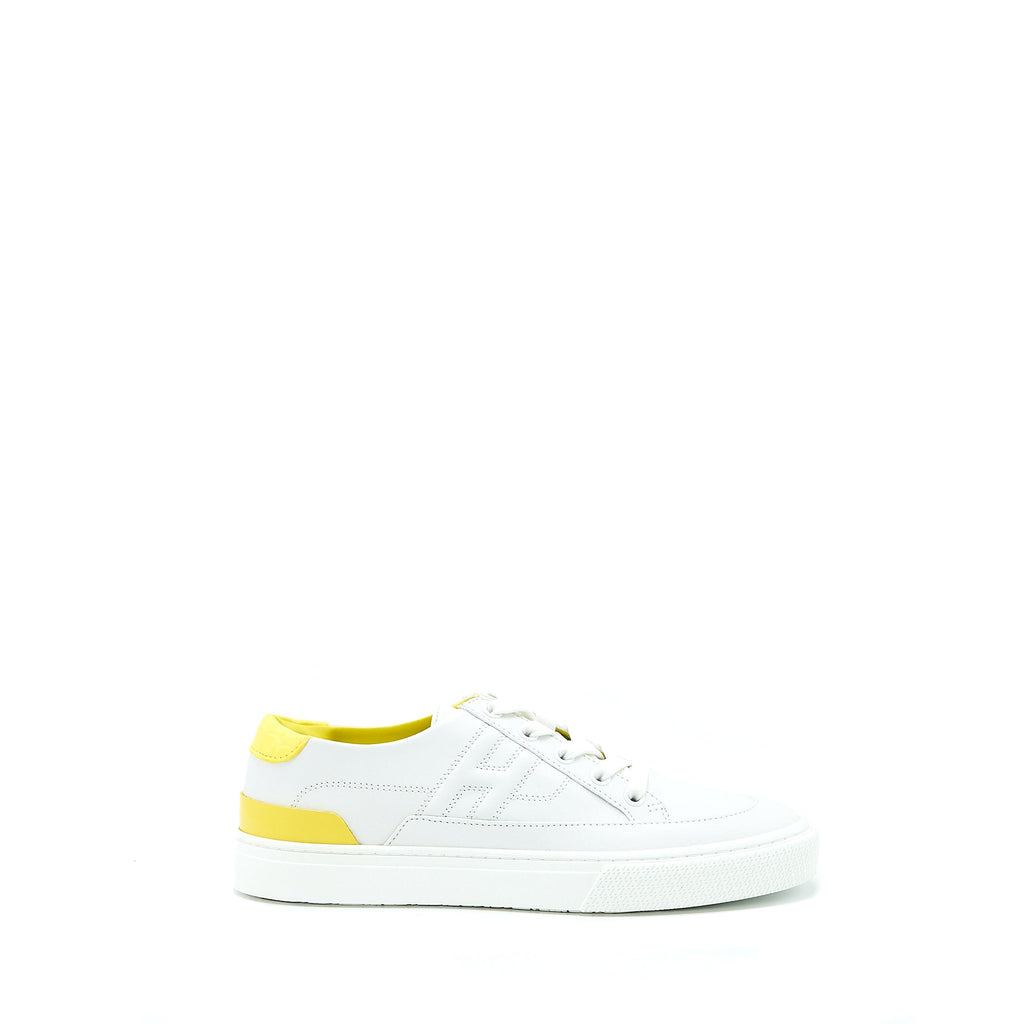 HERMES FEMME DEEP SNEAKER CALFSKIN CROCODILE NILO MAT TOUCH BLANC/JAUNE FLA