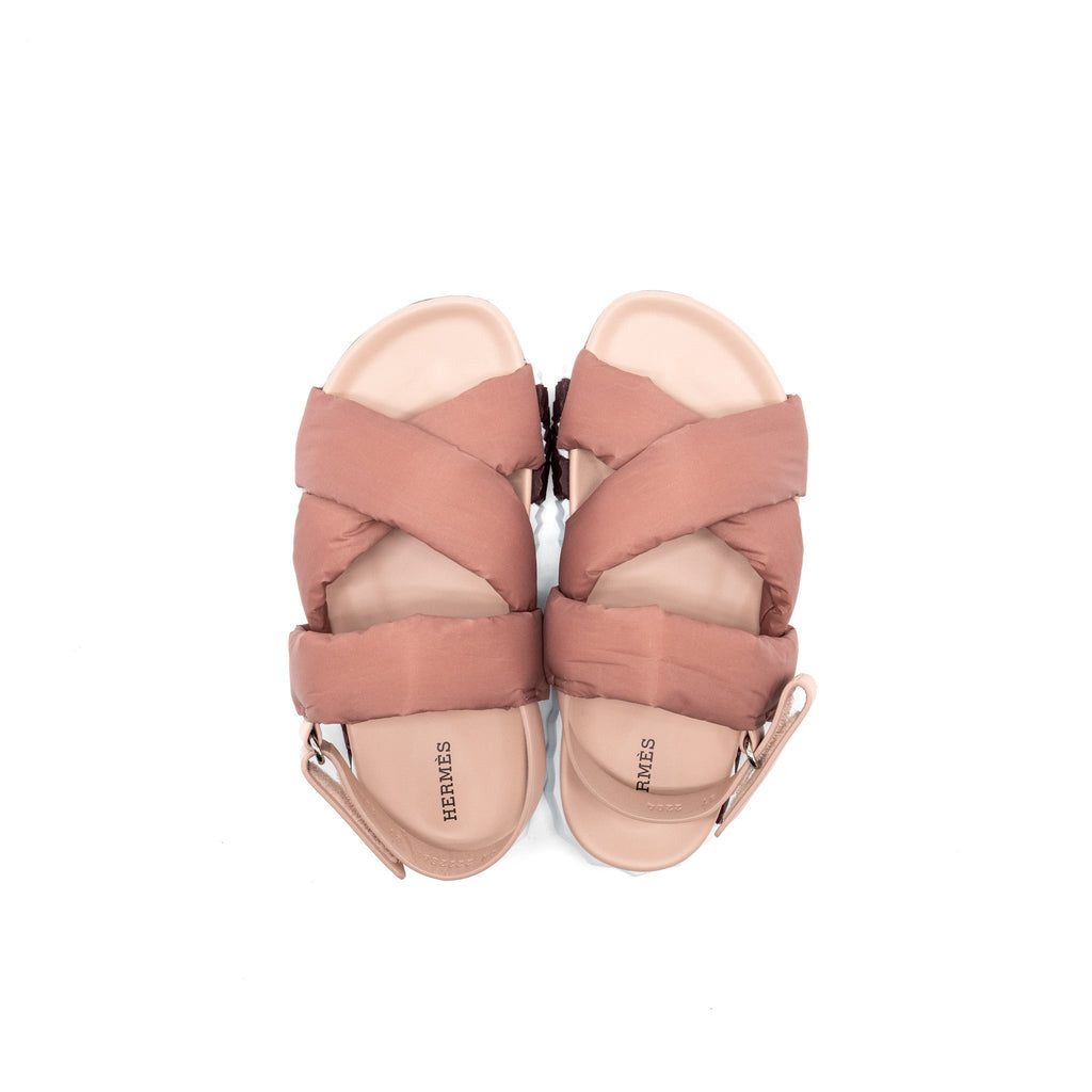 HERMES ELECTRIC SANDAL FABRIC/ CALFSKIN PINK