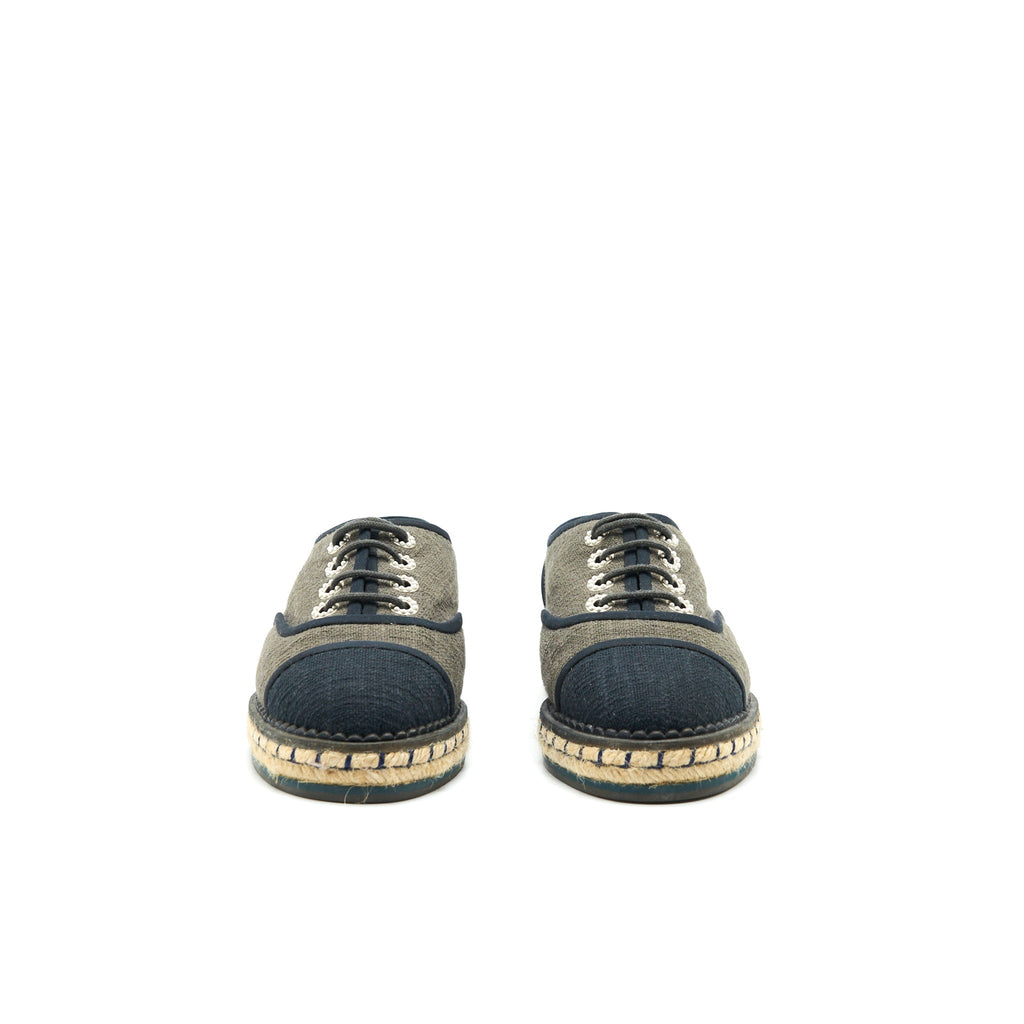 CHANEL LACE UP SHOES FABRIC