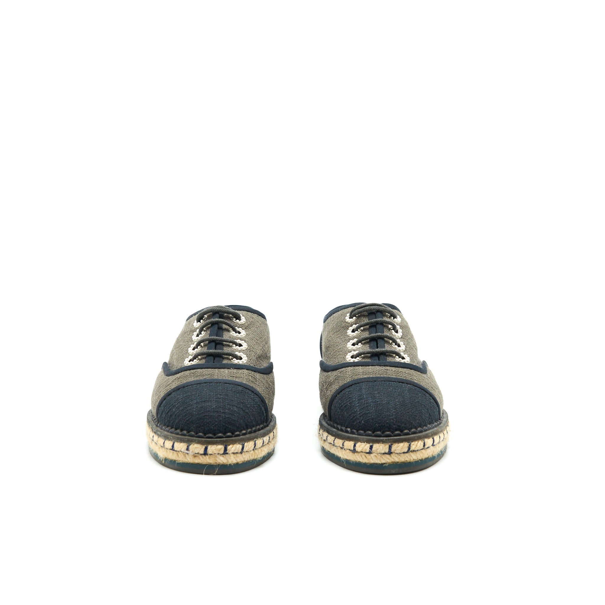 CHANEL LACE UP SHOES FABRIC