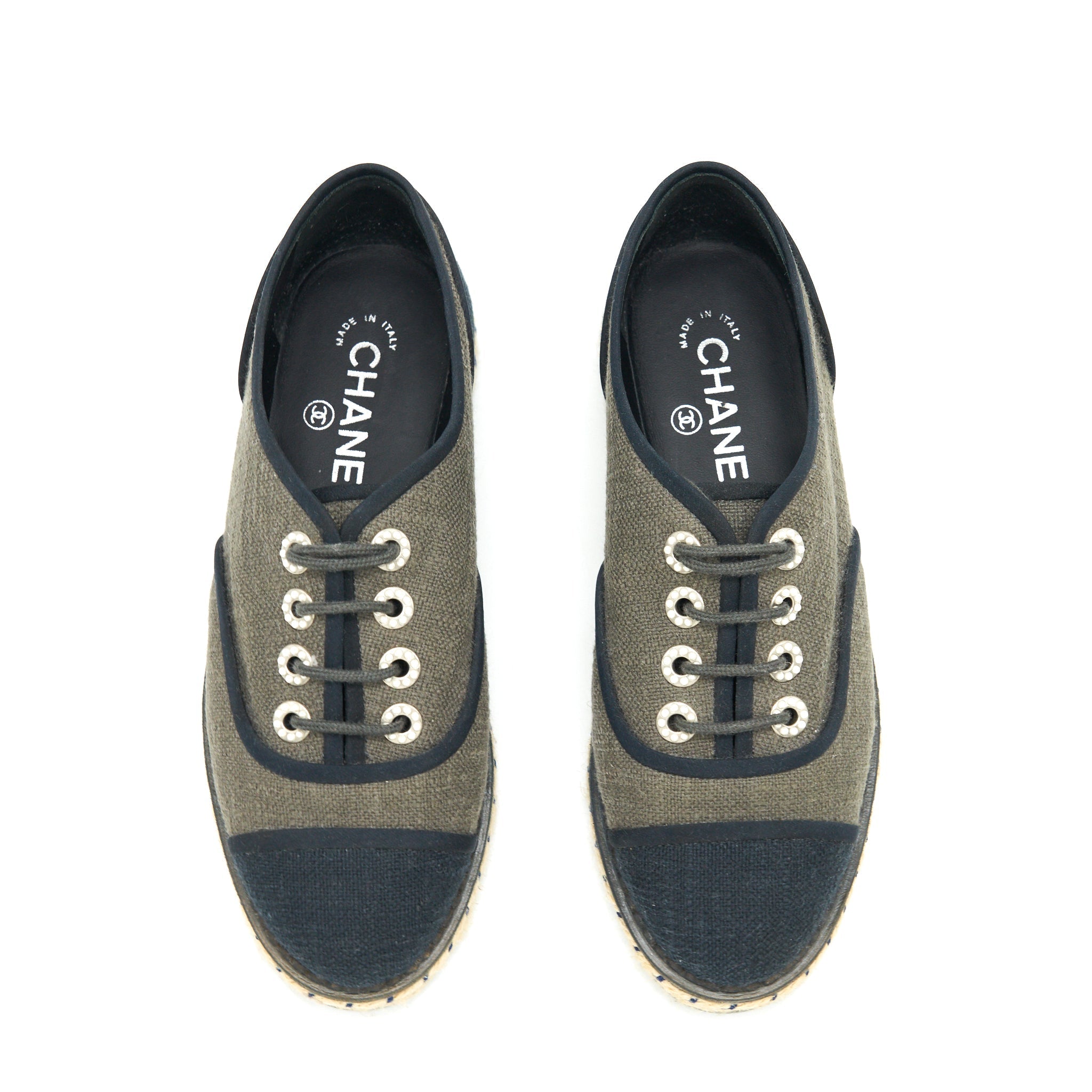 CHANEL LACE UP SHOES FABRIC