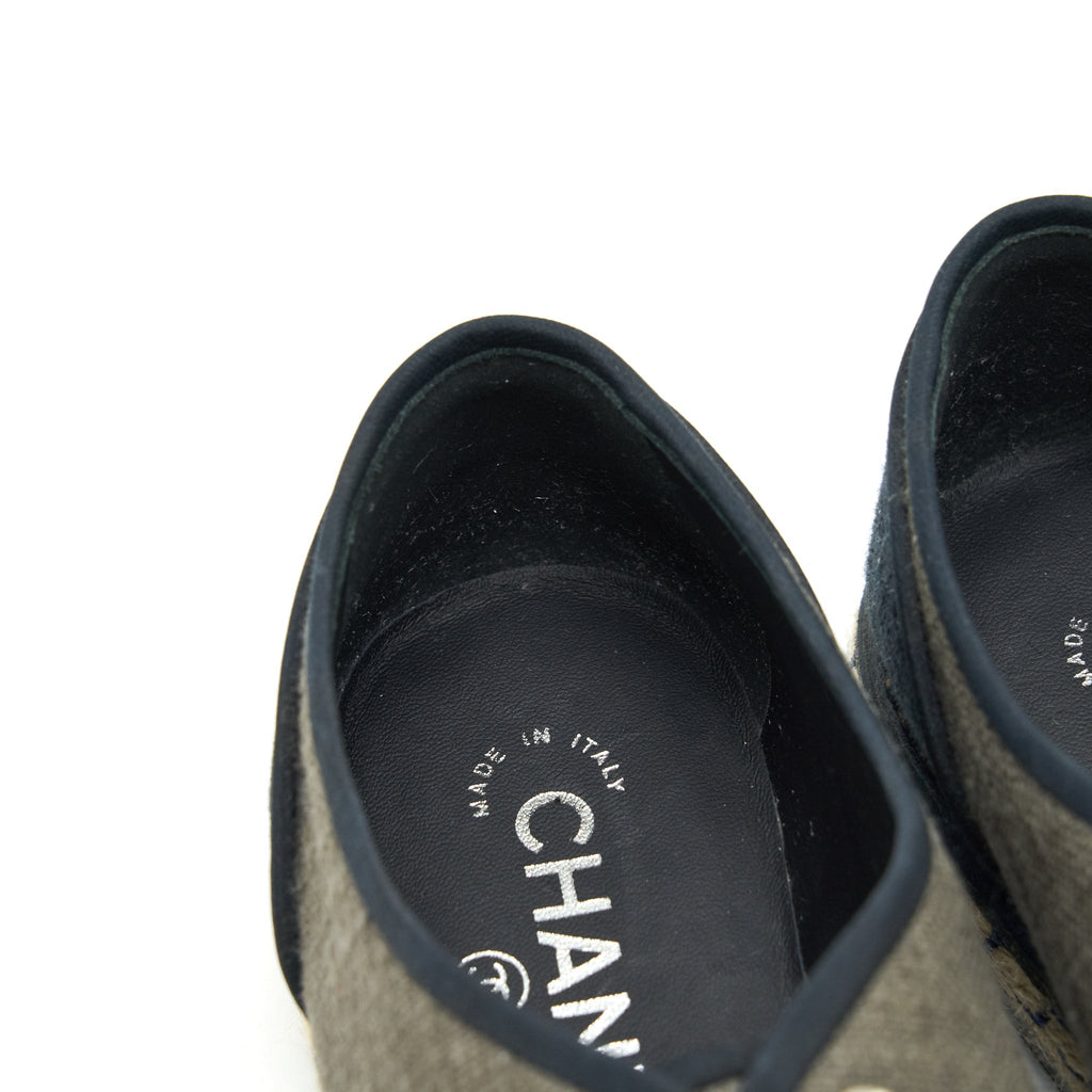 CHANEL LACE UP SHOES FABRIC