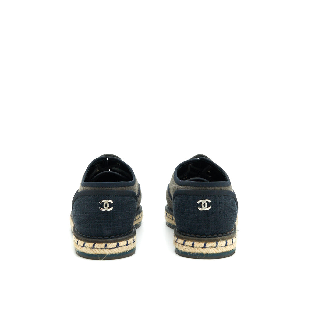 CHANEL LACE UP SHOES FABRIC
