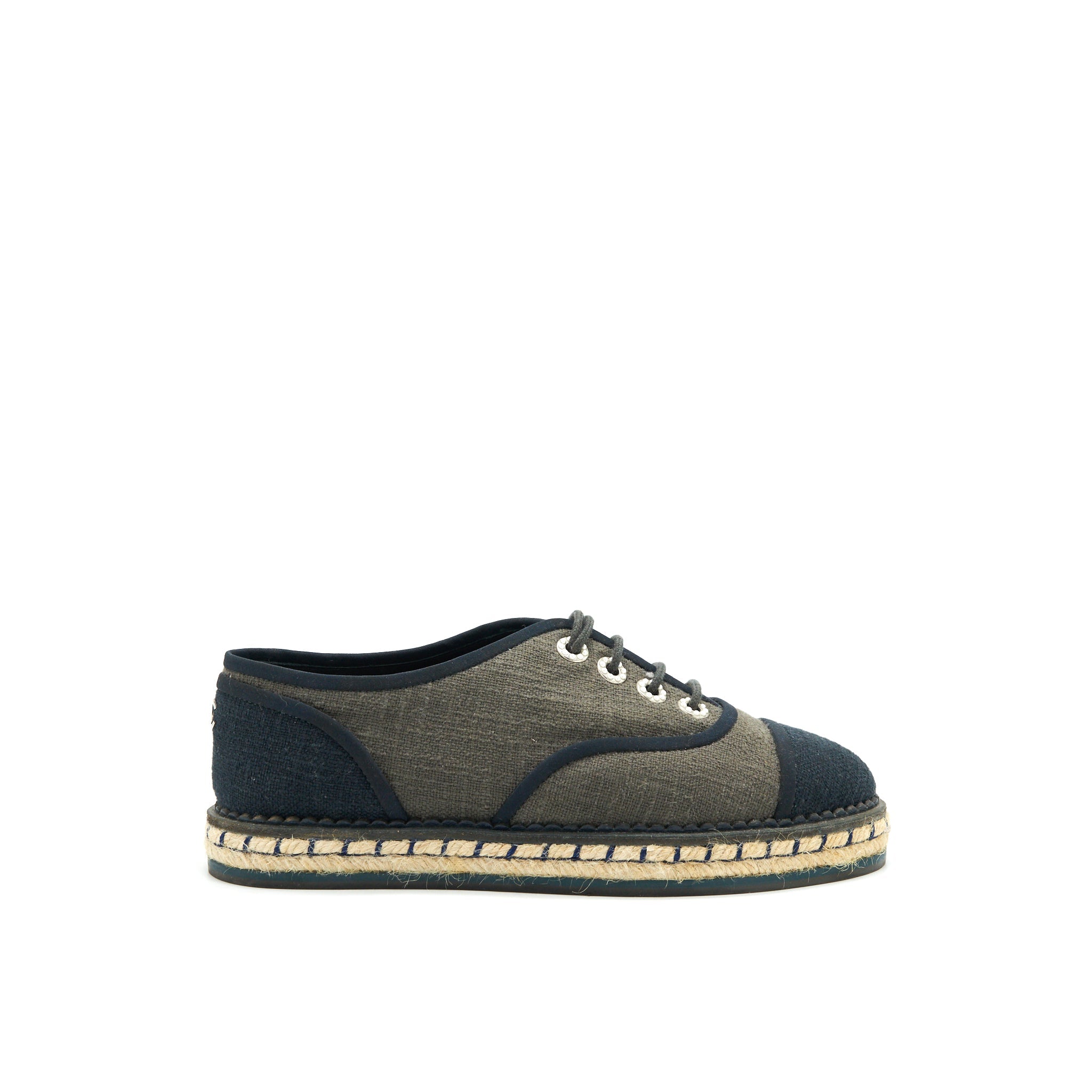 CHANEL LACE UP SHOES FABRIC