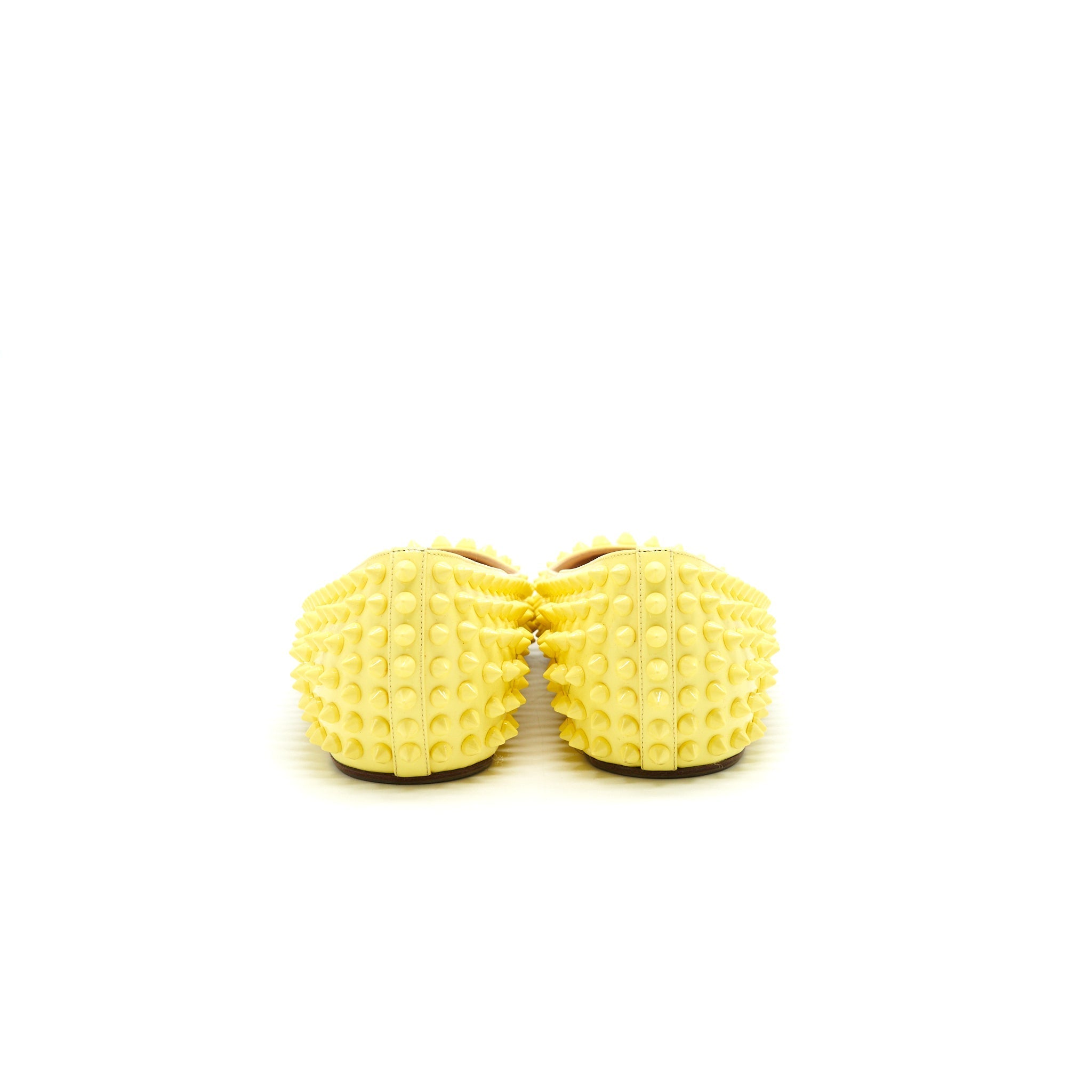 CHRISTIAN LOUBOUTIN PIGALLE SPIKED YELLOW FLATS