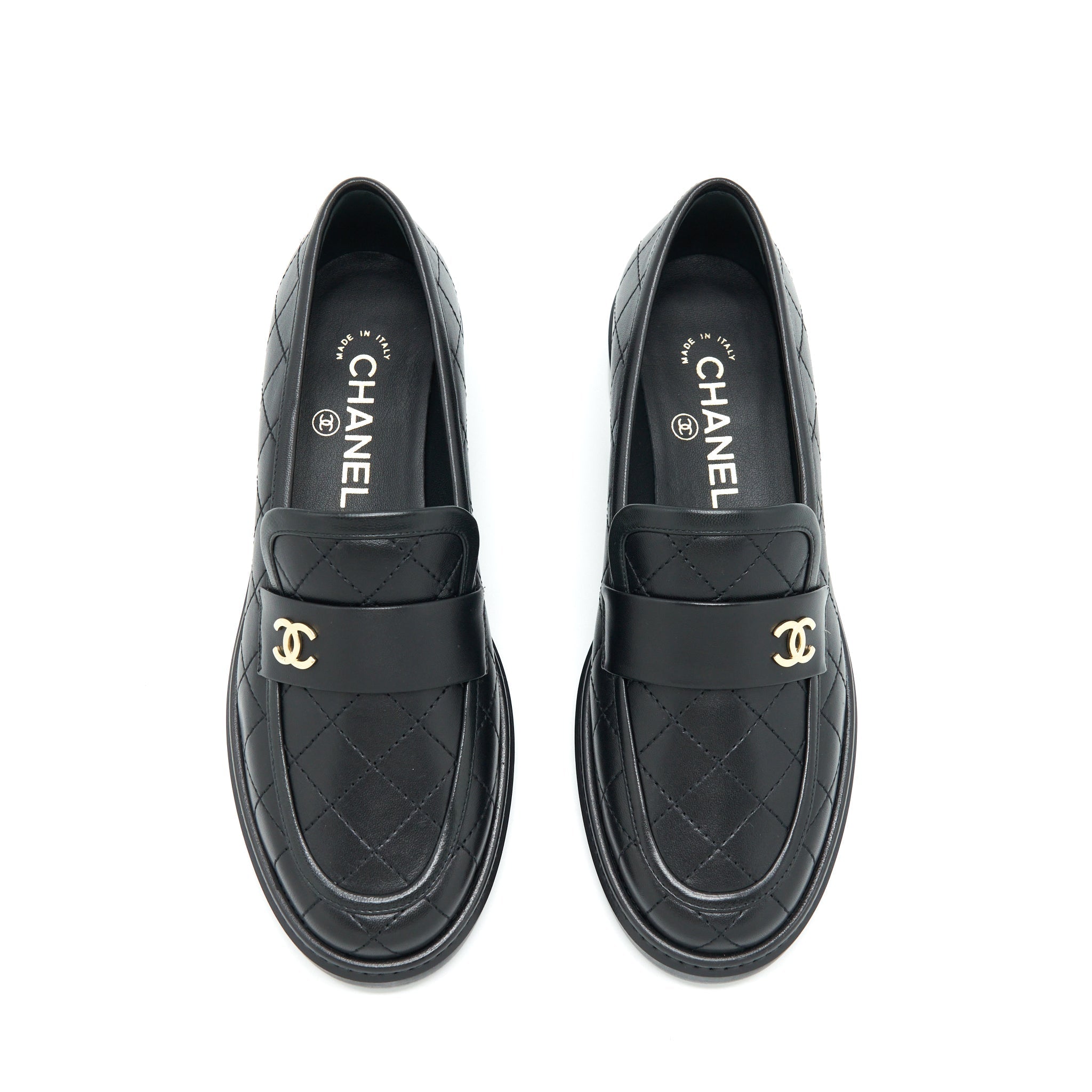 CHANEL QUILTED LEATHER WITH CC LOGO LOAFER BLACK LGHW