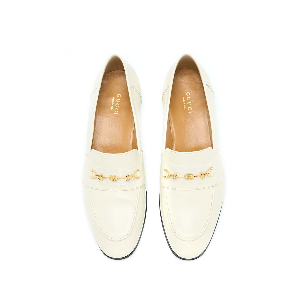 GUCCI WOMEN’S LOAFER WITH HORSEBIT CALFSKIN WHITE GHW