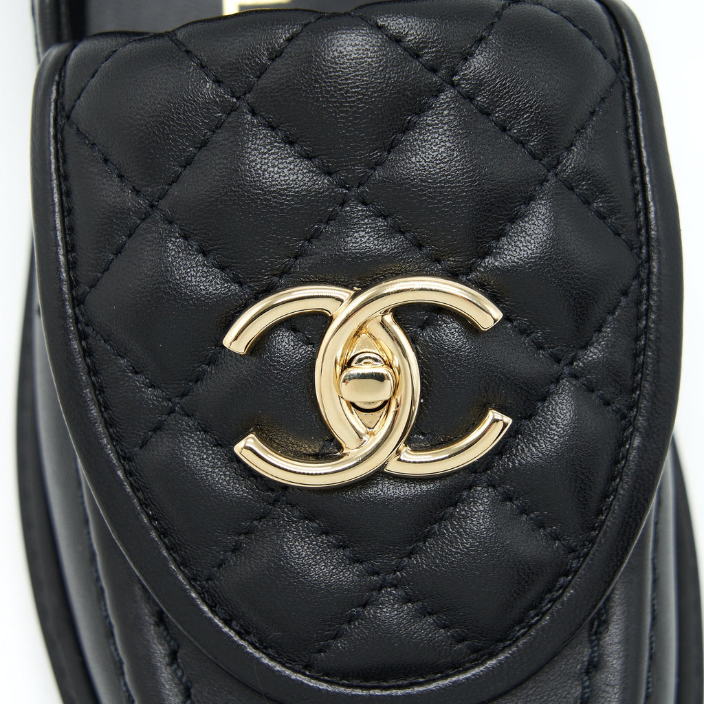 CHANEL 22S QUILTED CC LOGO LOAFER BLACK LGHW
