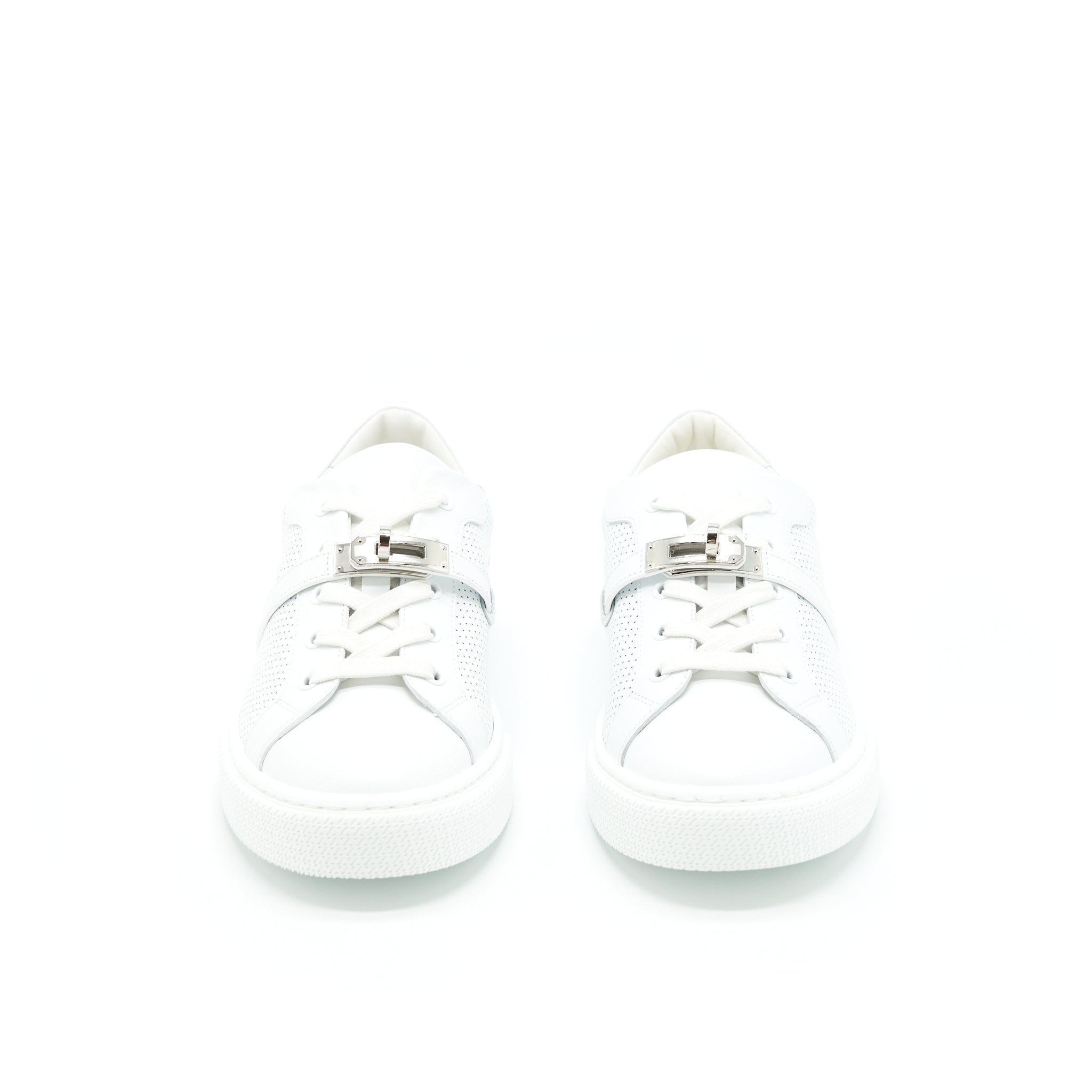HERMES DAY SNEAKER PERFORATED CALFSKIN SLIVER KELLY BUCKLE