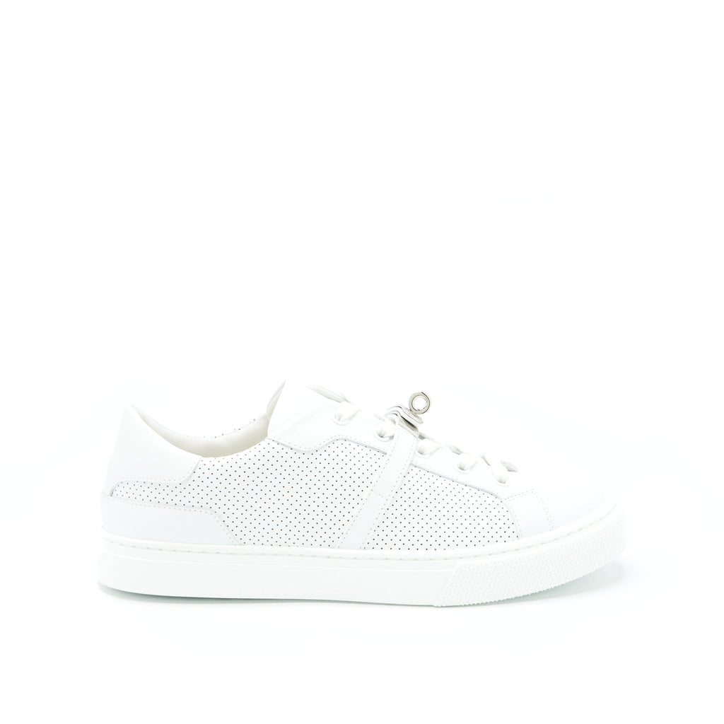 HERMES DAY SNEAKER PERFORATED CALFSKIN SLIVER KELLY BUCKLE