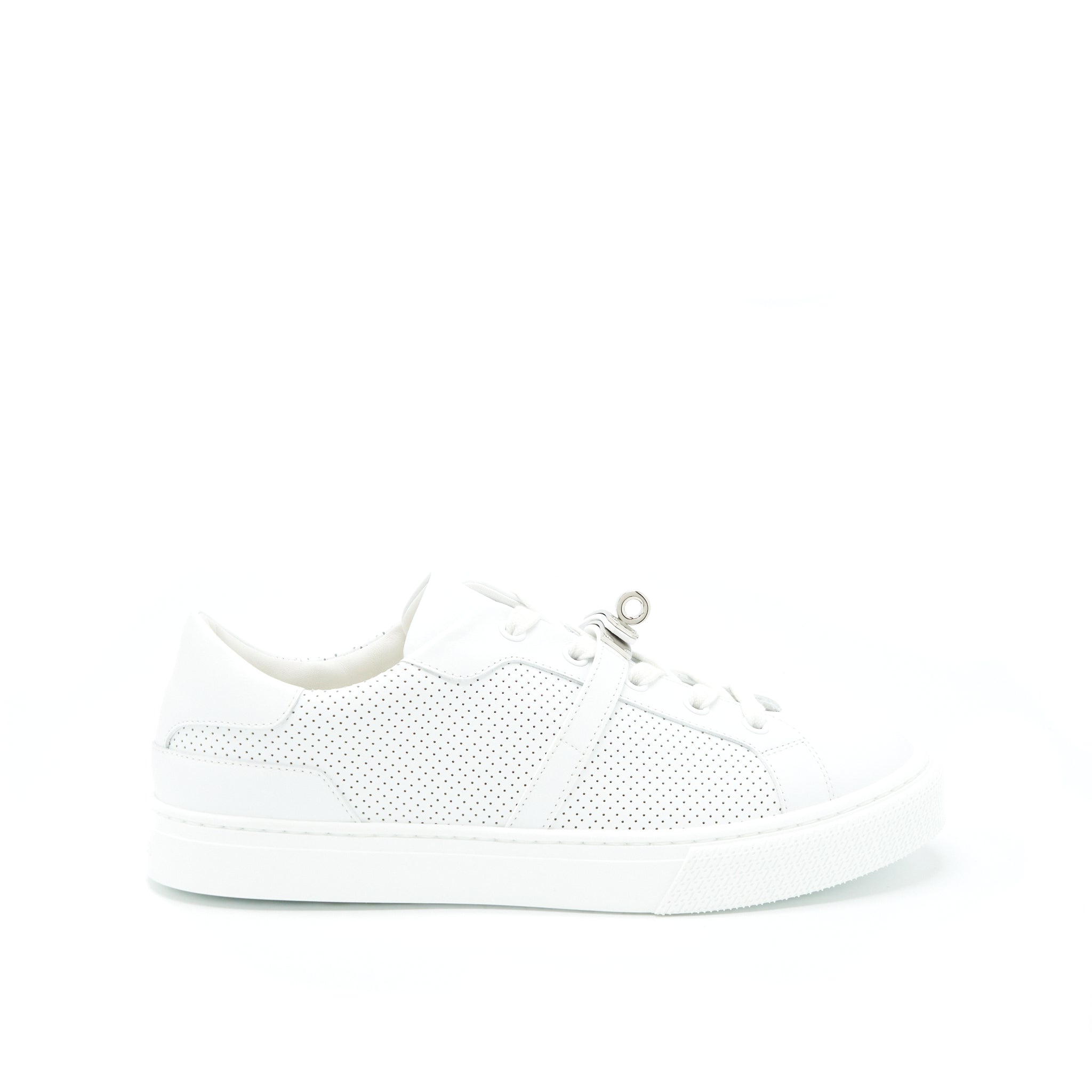 HERMES DAY SNEAKER PERFORATED CALFSKIN SLIVER KELLY BUCKLE