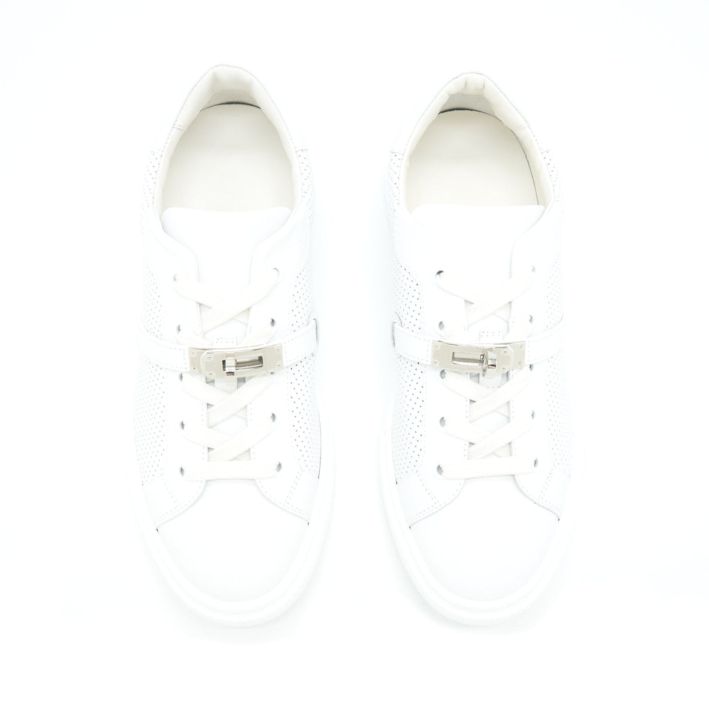 HERMES DAY SNEAKER PERFORATED CALFSKIN SLIVER KELLY BUCKLE