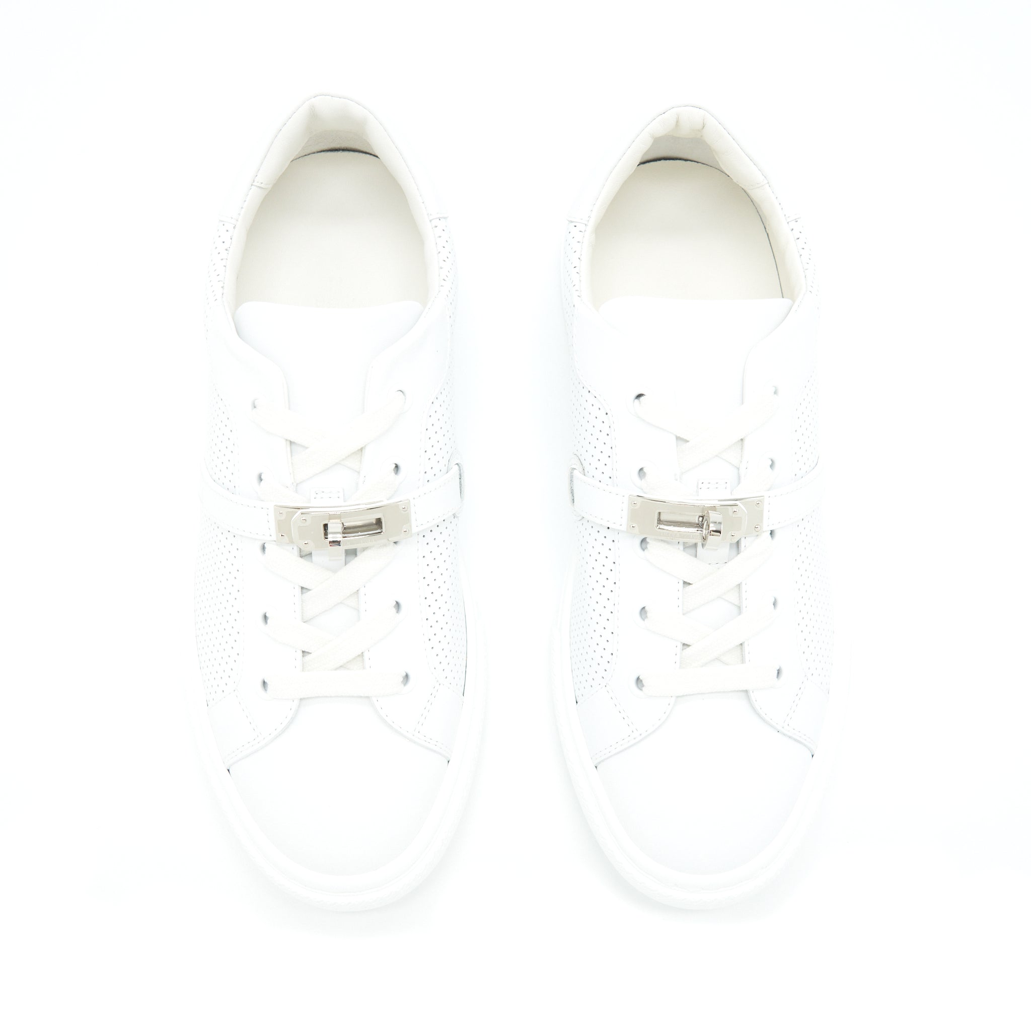 HERMES DAY SNEAKER PERFORATED CALFSKIN SLIVER KELLY BUCKLE