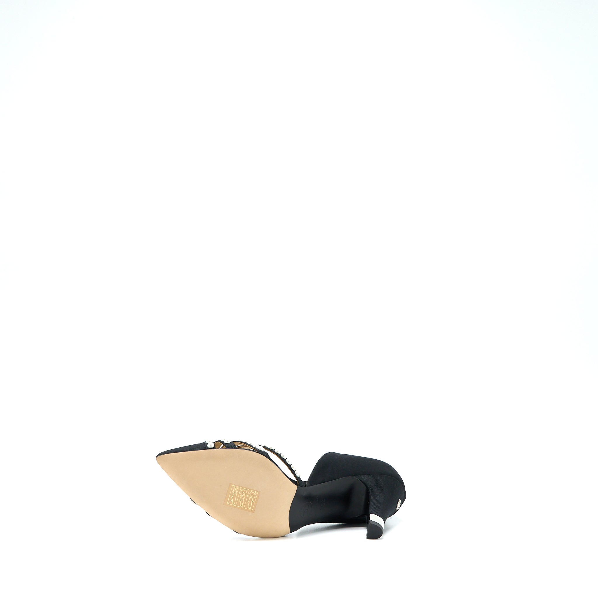 CHANEL HEELS WITH PEARL BLACK/WHITE