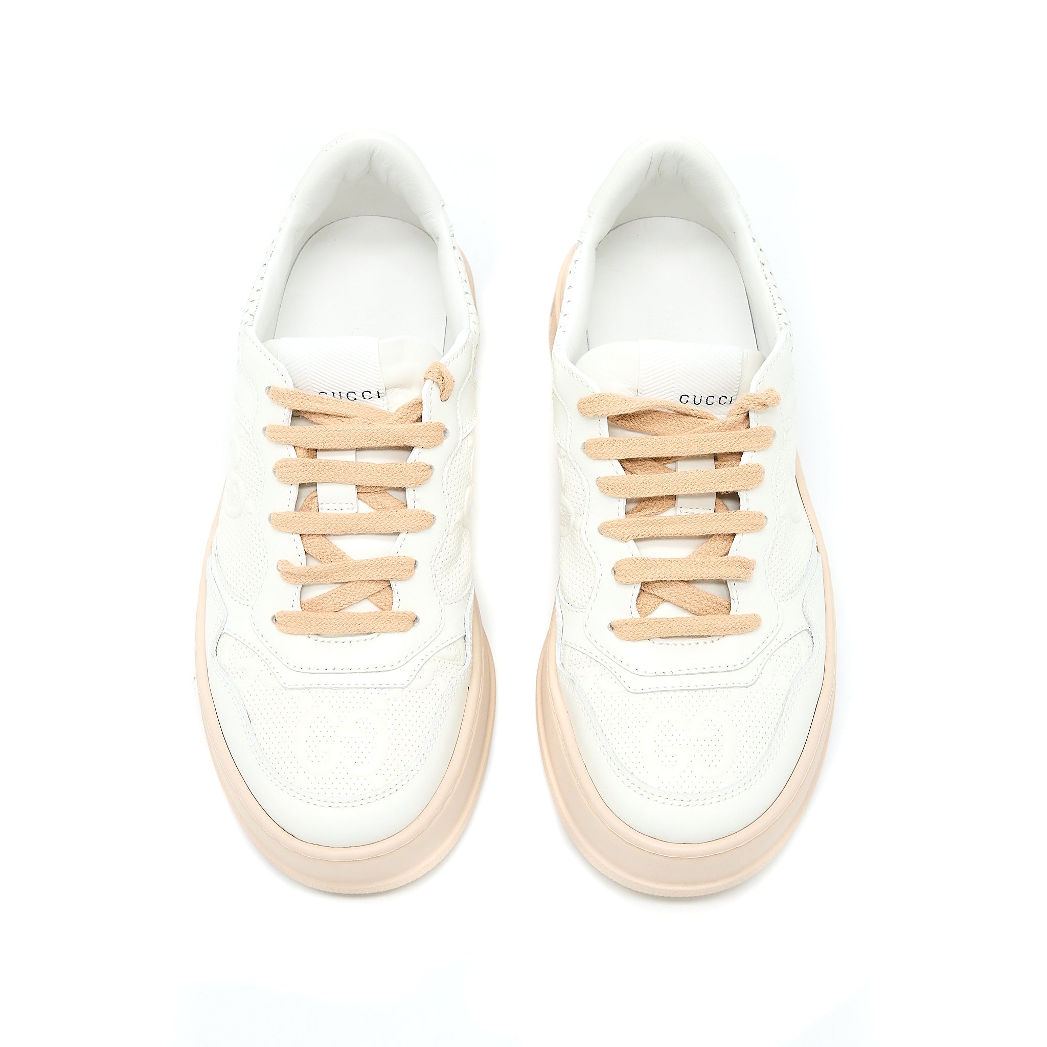 GUCCI WOMEN’S GG EMBOSSED SNEAKER WHITE/PINK