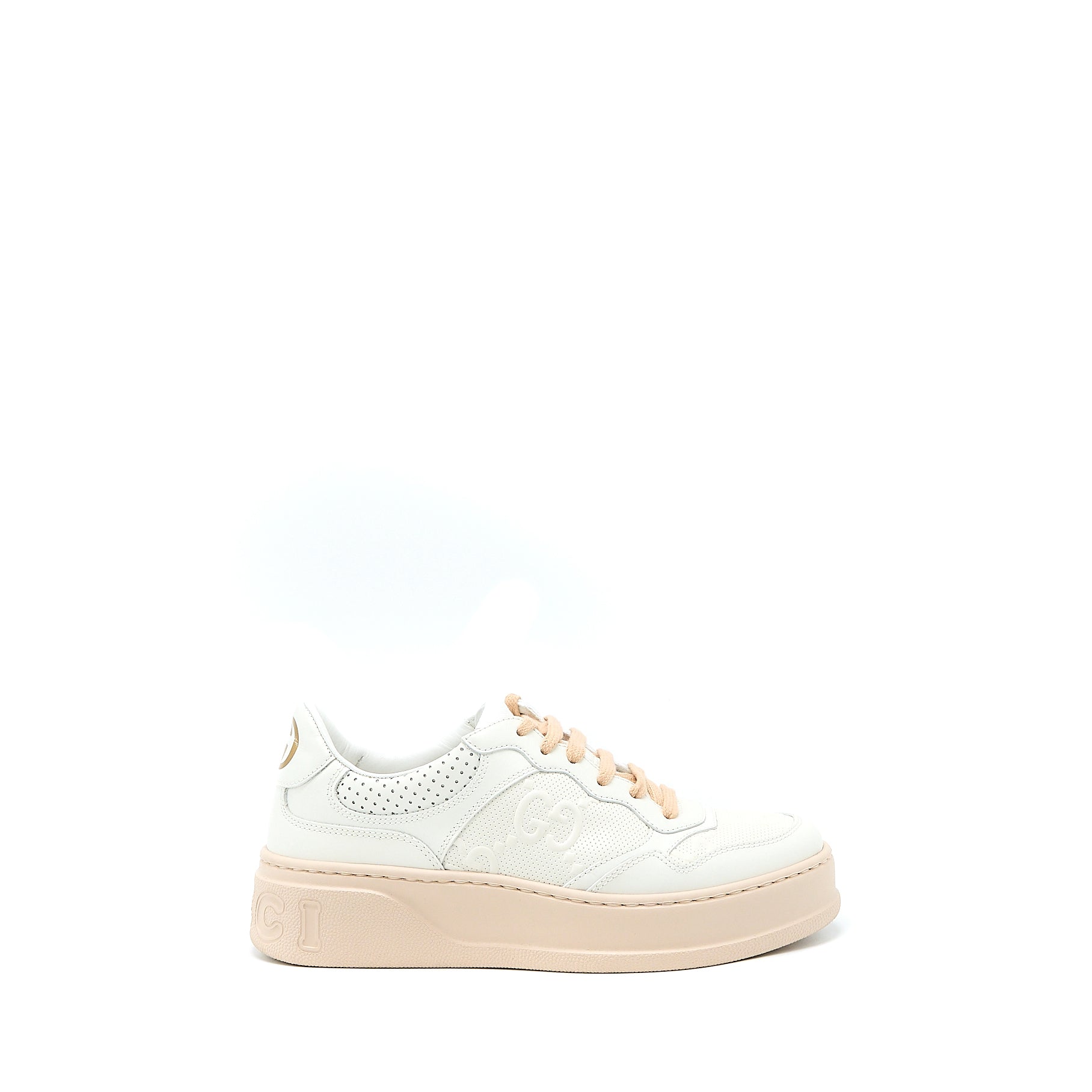 GUCCI WOMEN’S GG EMBOSSED SNEAKER WHITE/PINK