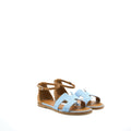 HERMES SANTORINI SANDALS DENIM CANVAS/LEATHER BLUE CLAIR/NATURAL SHW