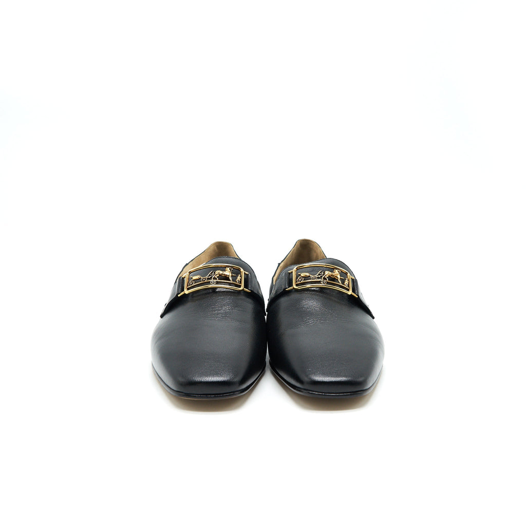 HERMES TIME LOAFER BLACK GHW