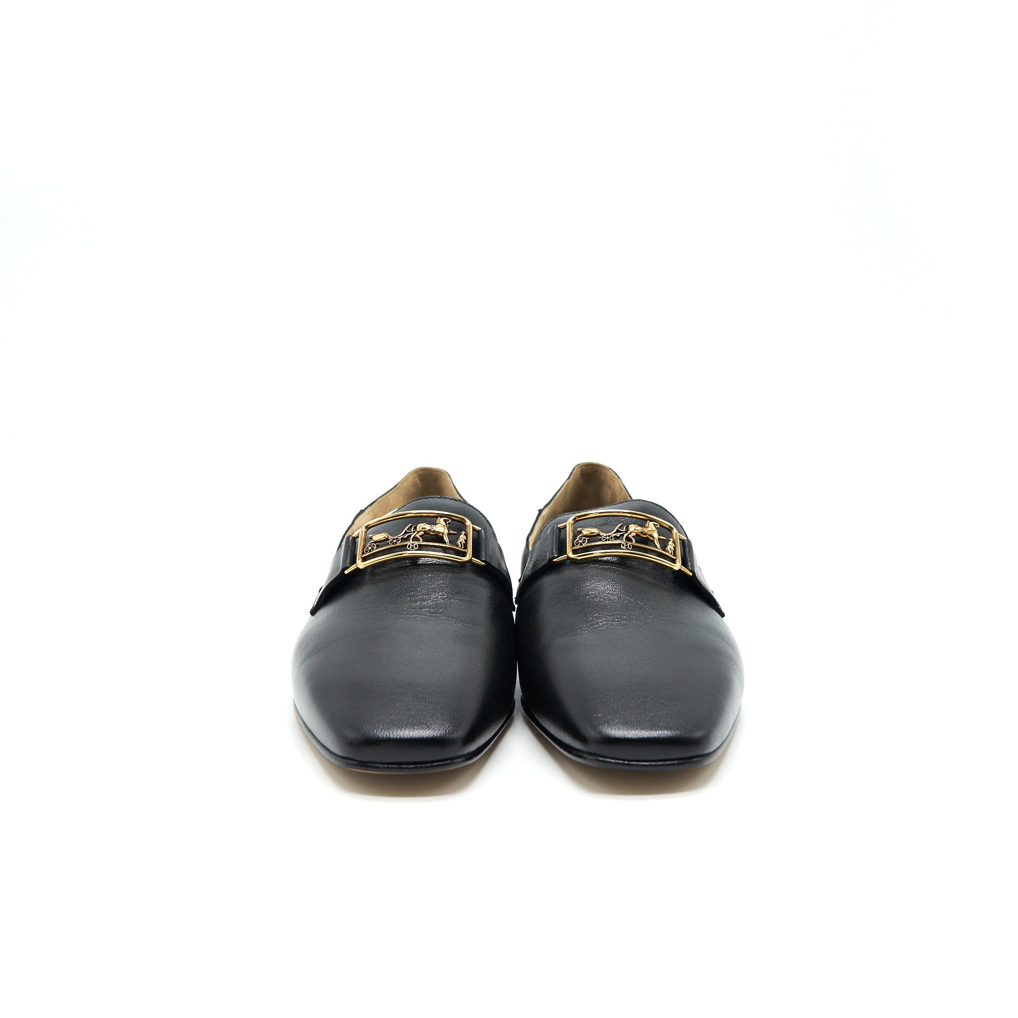 HERMES TIME LOAFER BLACK GHW