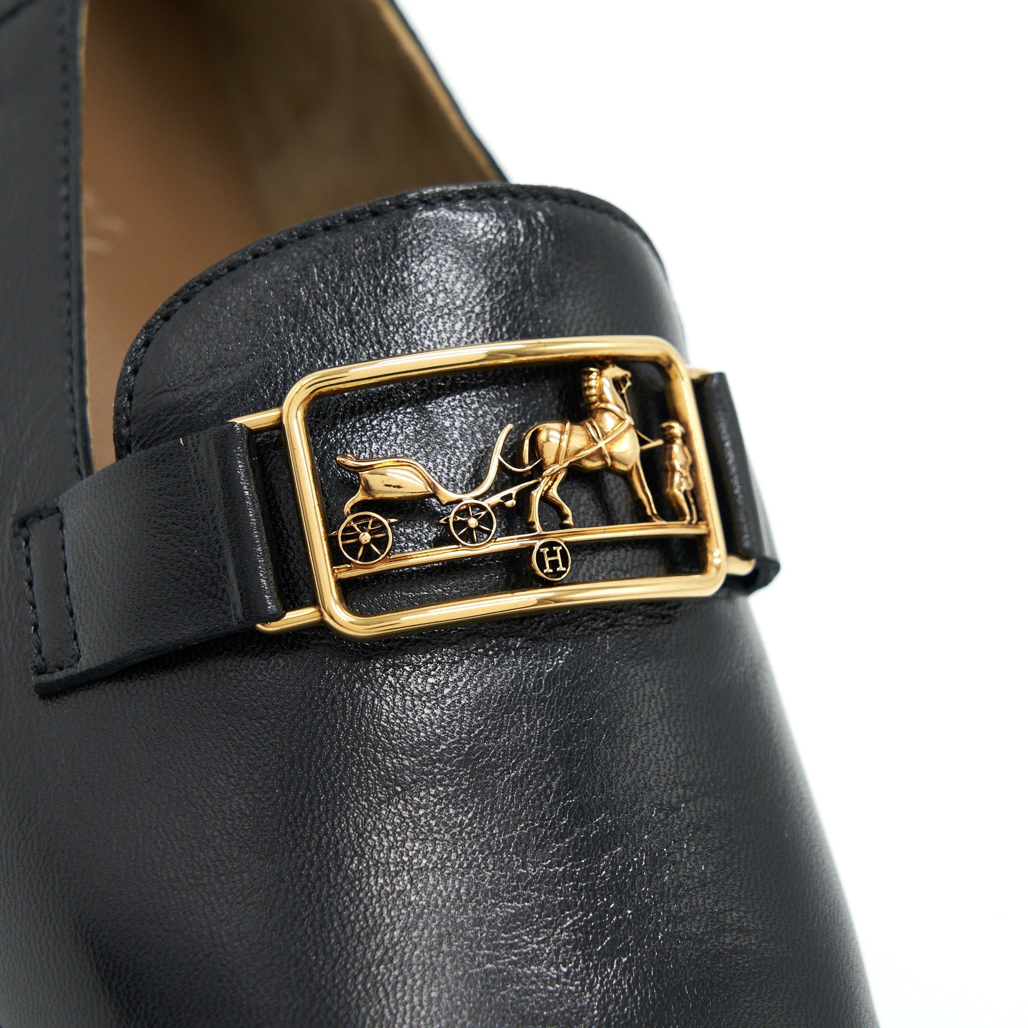 HERMES TIME LOAFER BLACK GHW