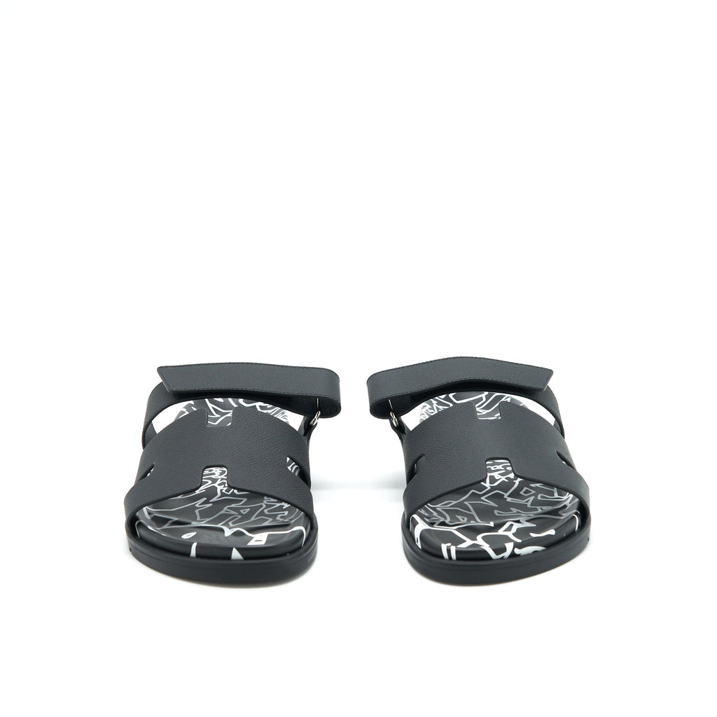 HERMES MEN’S CHYPRE SANDAL BLACK AND WHITE