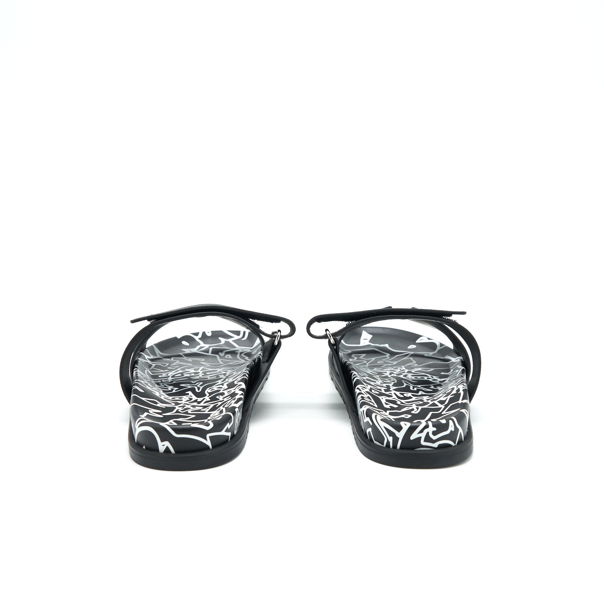 HERMES MEN’S CHYPRE SANDAL BLACK AND WHITE