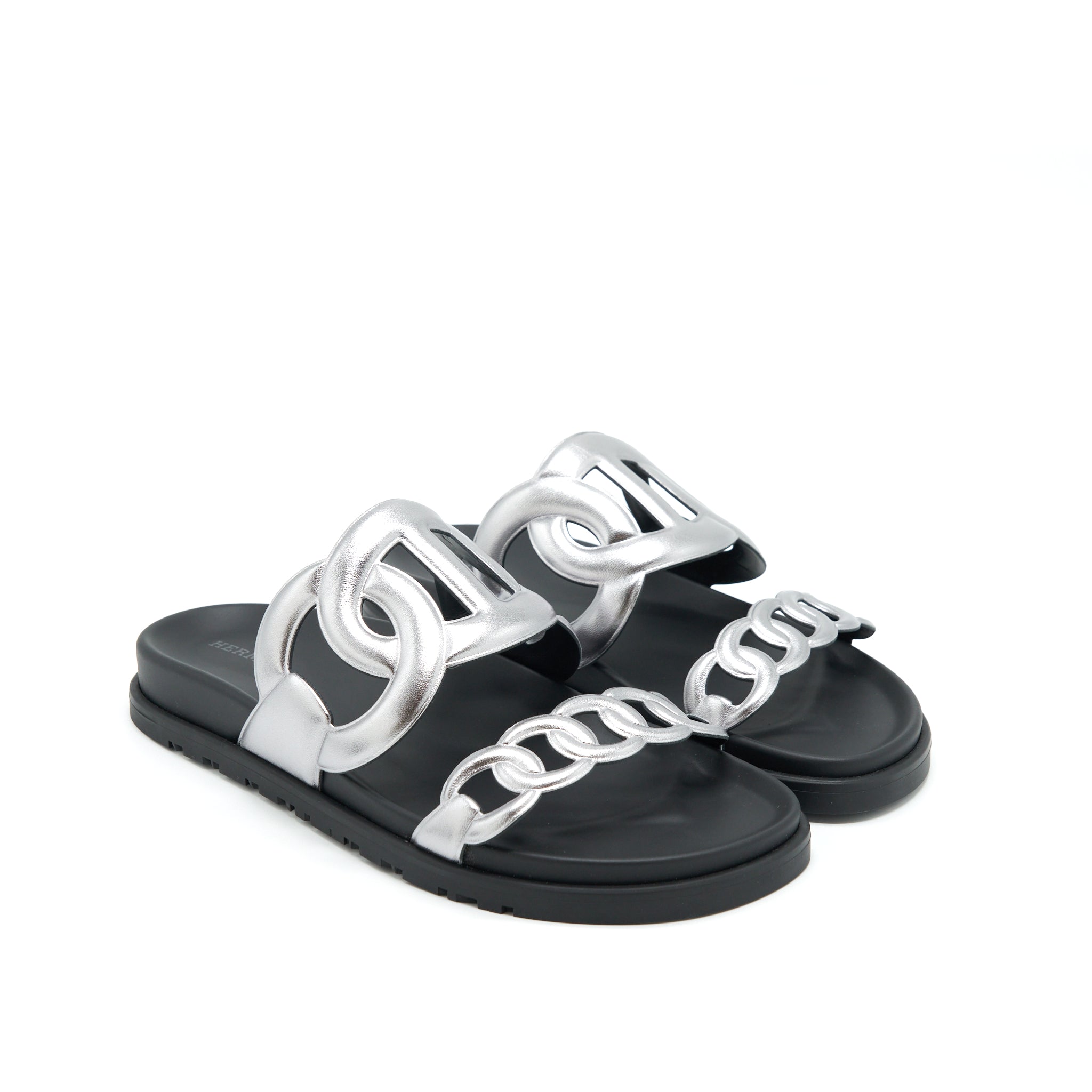 HERMES SANDALS EXTRA SILVER/BLACK