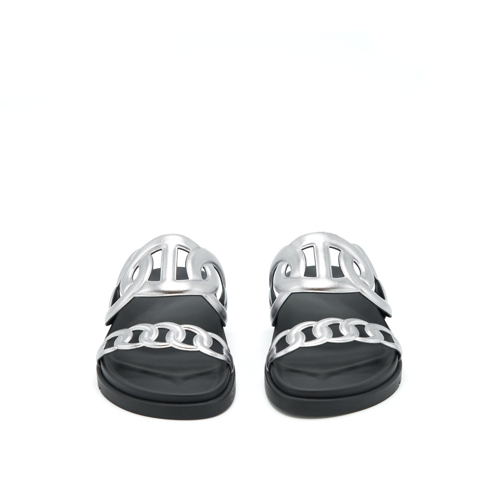HERMES SANDALS EXTRA SILVER/BLACK