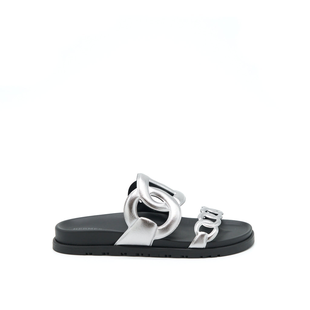 HERMES SANDALS EXTRA SILVER/BLACK