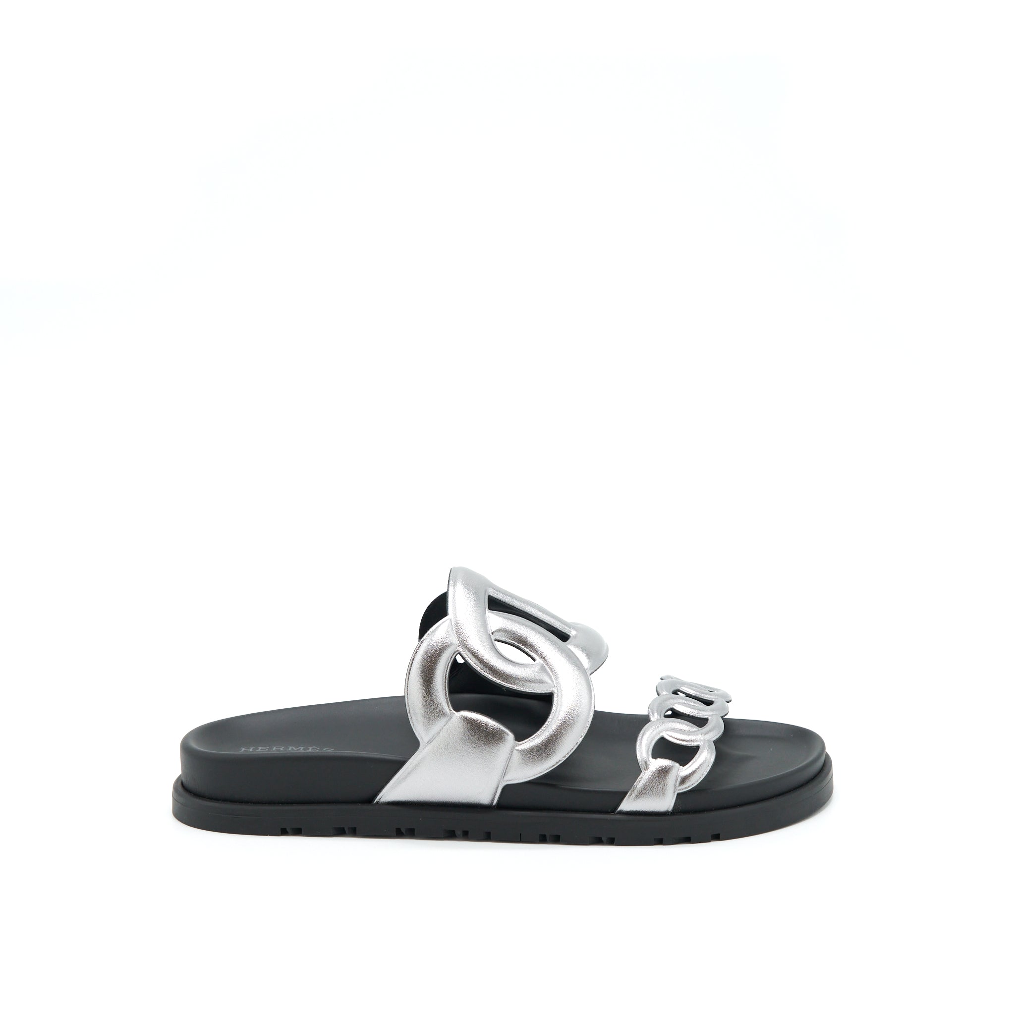 HERMES SANDALS EXTRA SILVER/BLACK