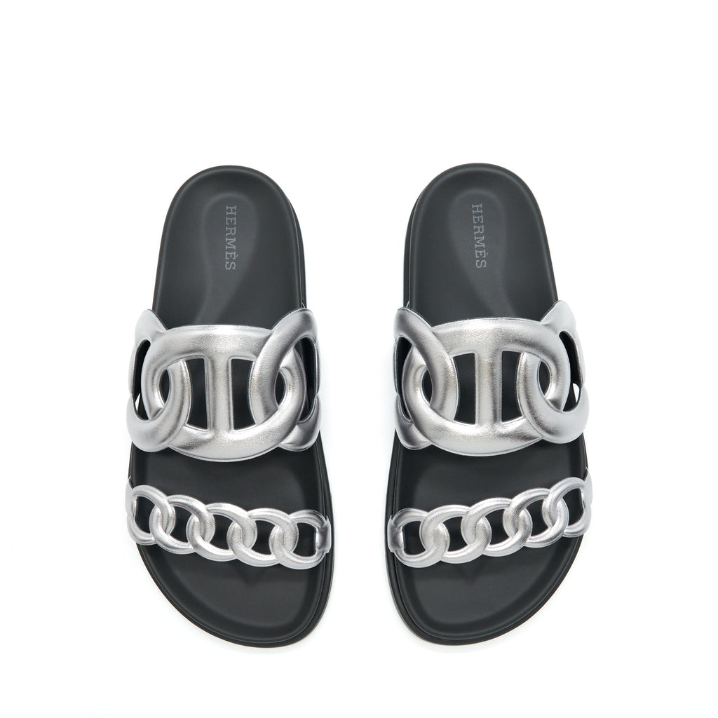HERMES SANDALS EXTRA SILVER/BLACK