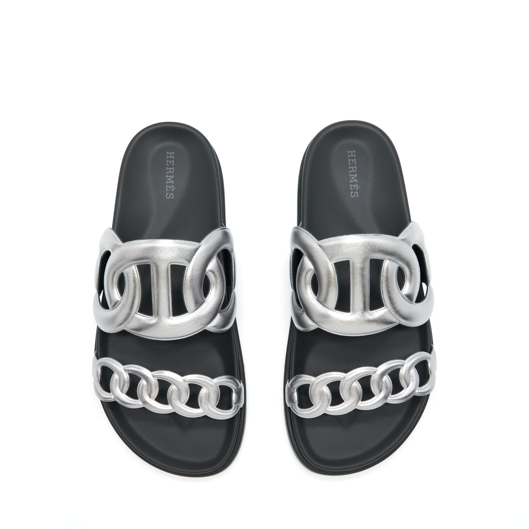 HERMES SANDALS EXTRA SILVER/BLACK