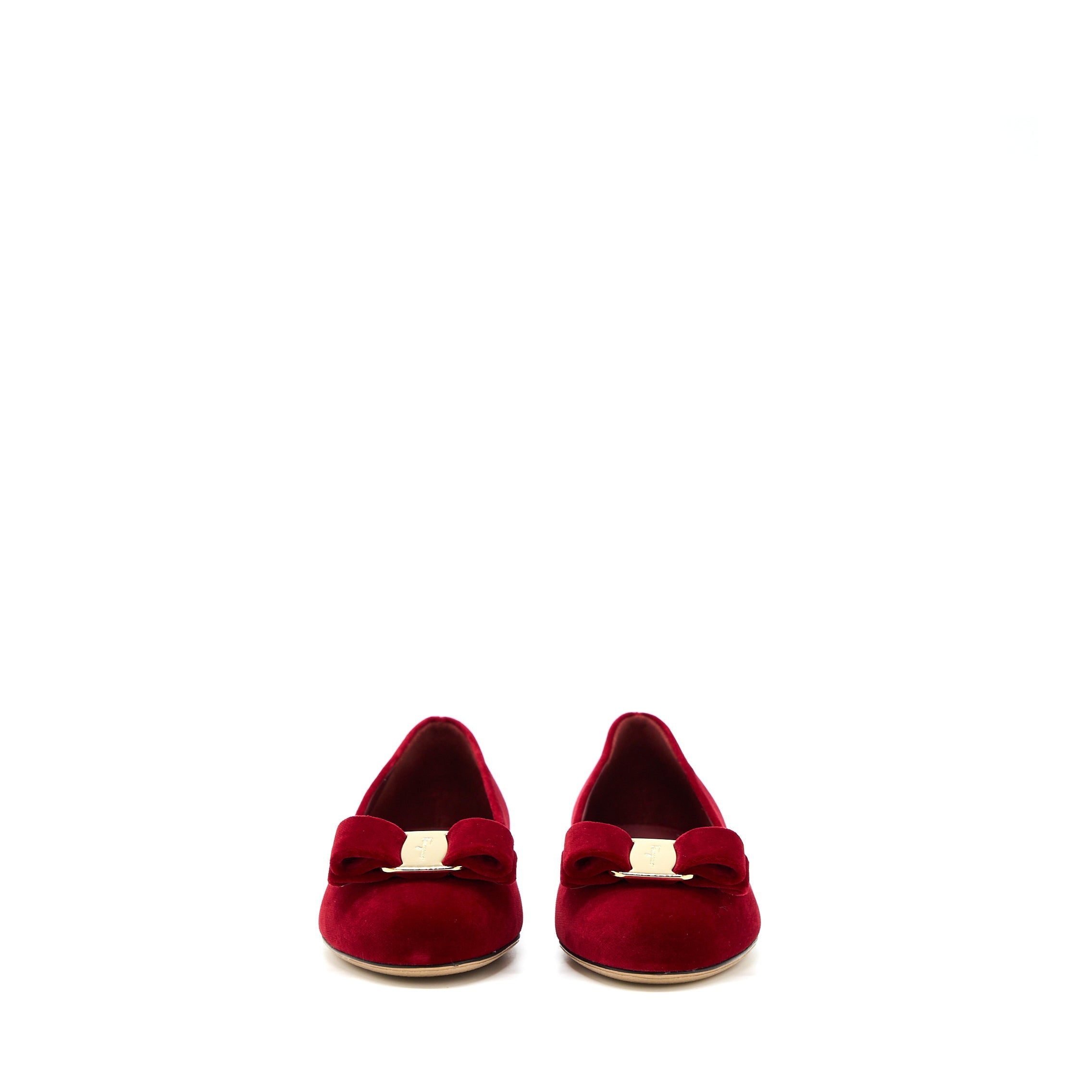 FERRAGAMO 6C VARINA BALLET BELVET SUEDE RED