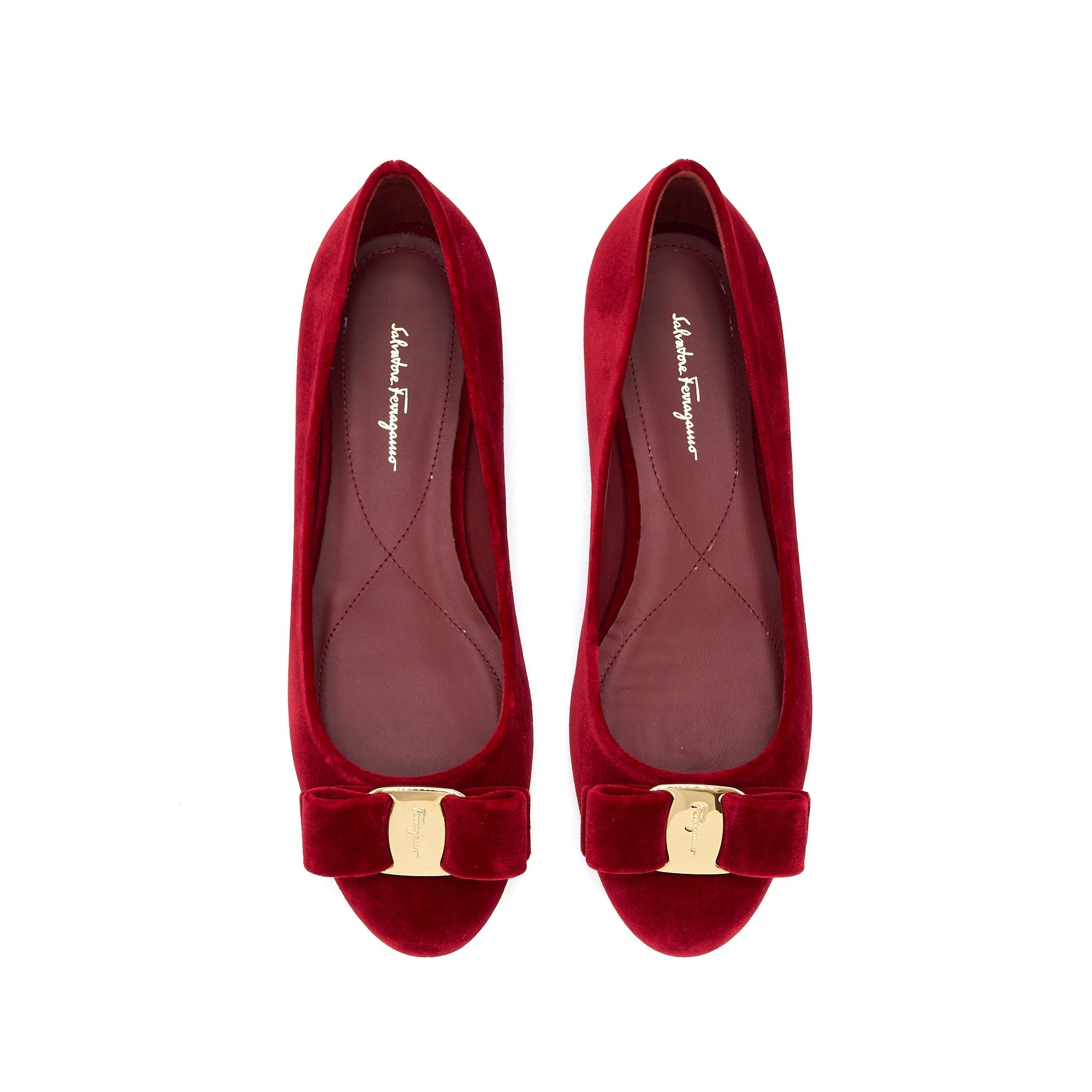 FERRAGAMO 6C VARINA BALLET BELVET SUEDE RED