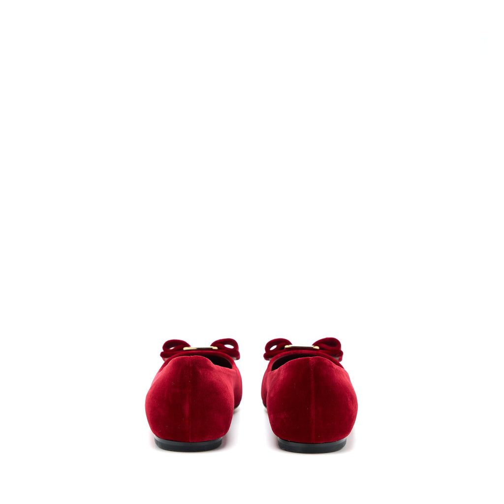 FERRAGAMO 6C VARINA BALLET BELVET SUEDE RED