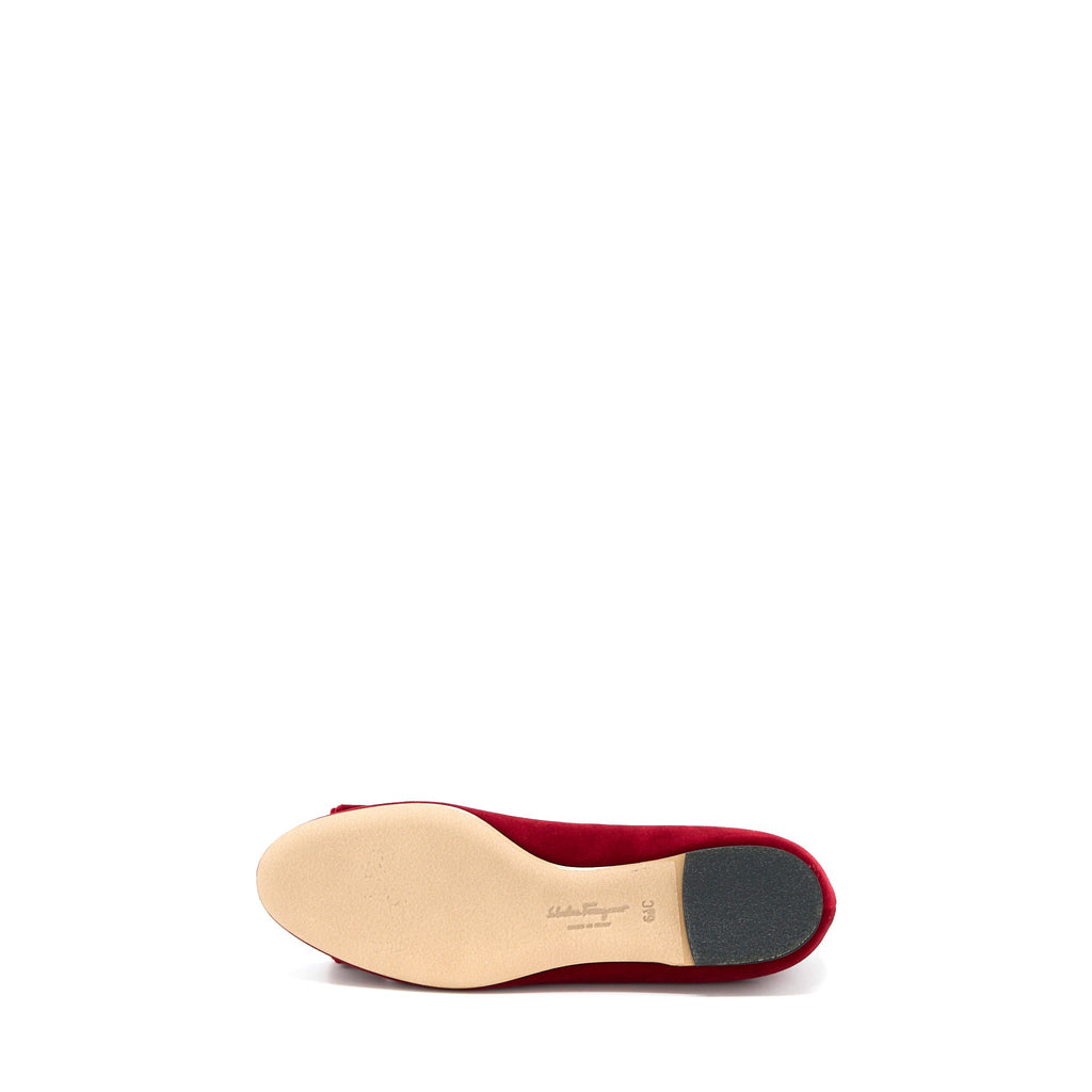 FERRAGAMO 6C VARINA BALLET BELVET SUEDE RED