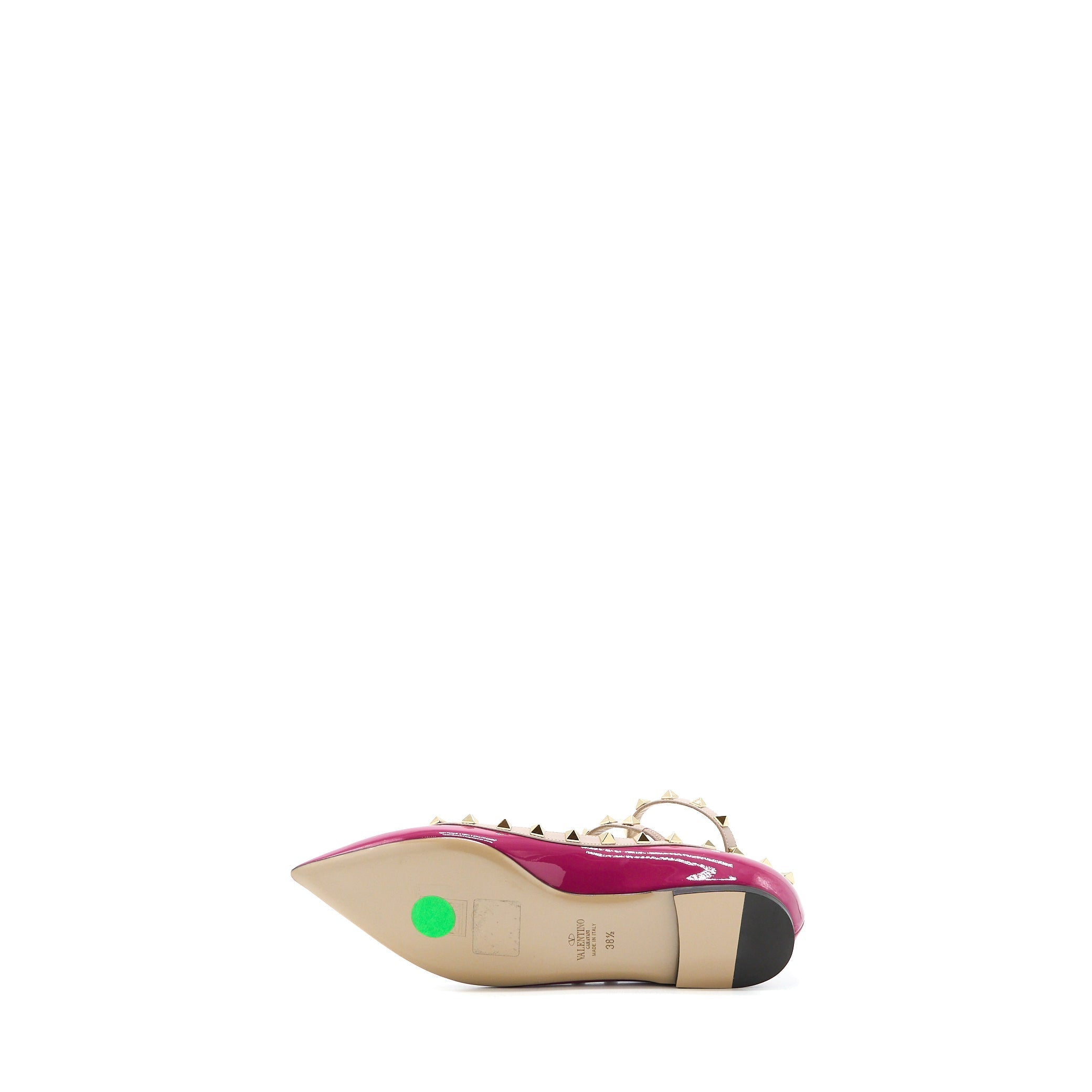 VALENTINO GARAVANI ROCKSTUD BALLET FLAT CAGED PATENT PINK LGHW