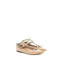 VALENTINO GARAVANI ROCKSTUD BALLET FLAT CAGED PATENT BEIGE LGHW