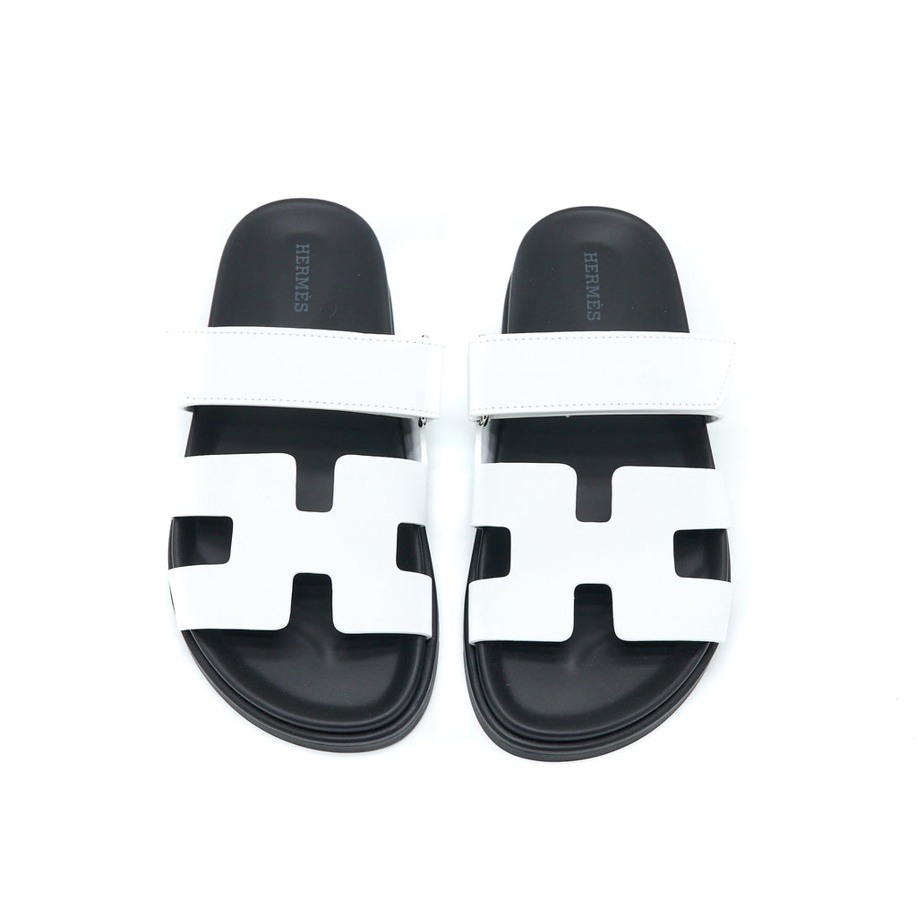 HERMES CHYPRE SANDALS CALFSKIN WHITE