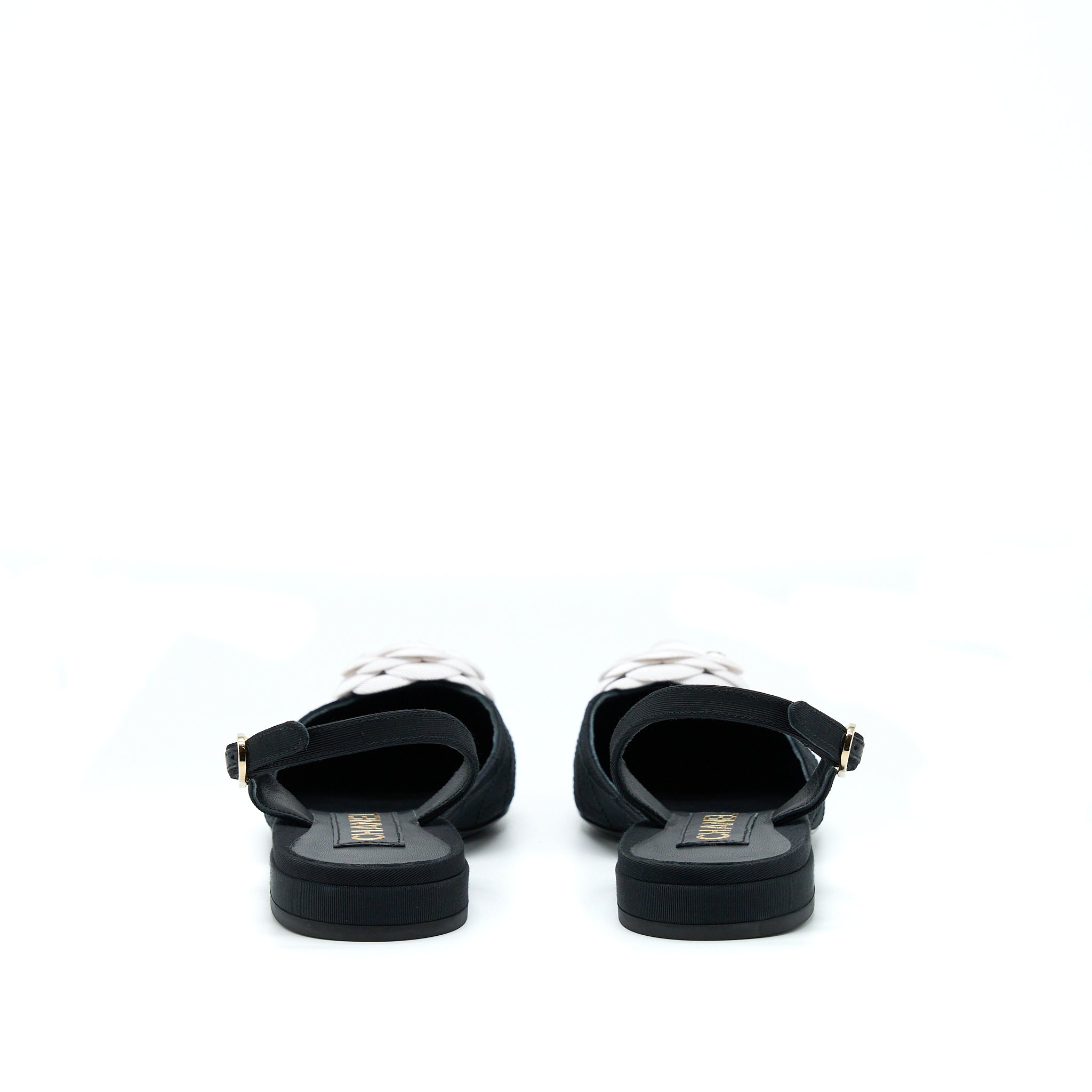 CHANEL C CAMELLIA FLAP SANDEL BLACK