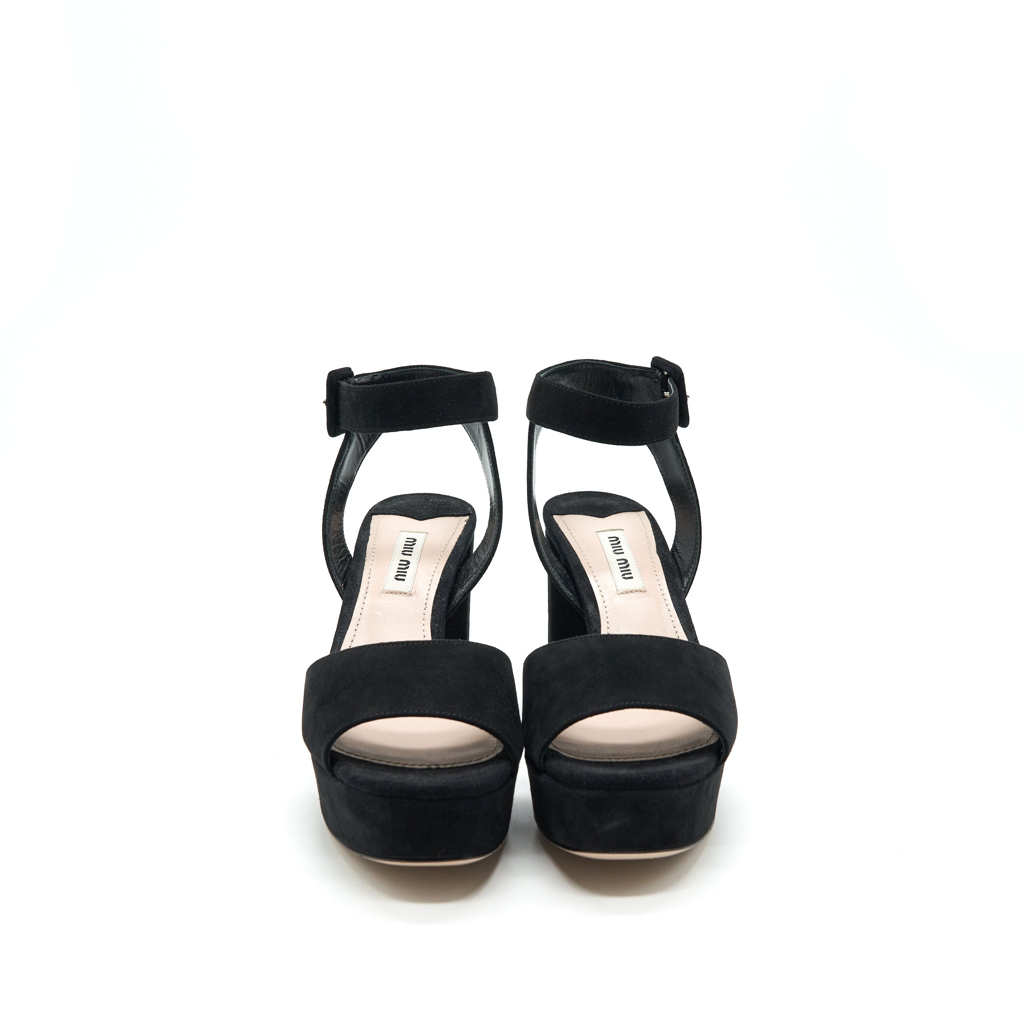 MIUMIU SUEDE LEATHER HIGH HEEL SANDAL BLACK