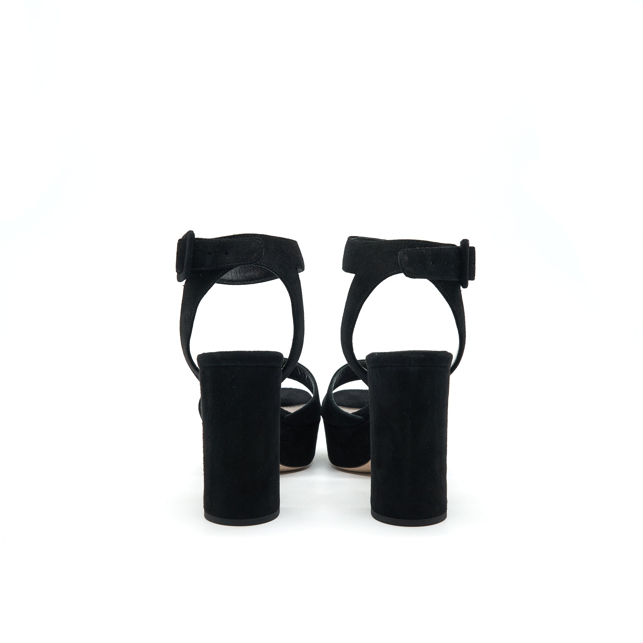 MIUMIU SUEDE LEATHER HIGH HEEL SANDAL BLACK