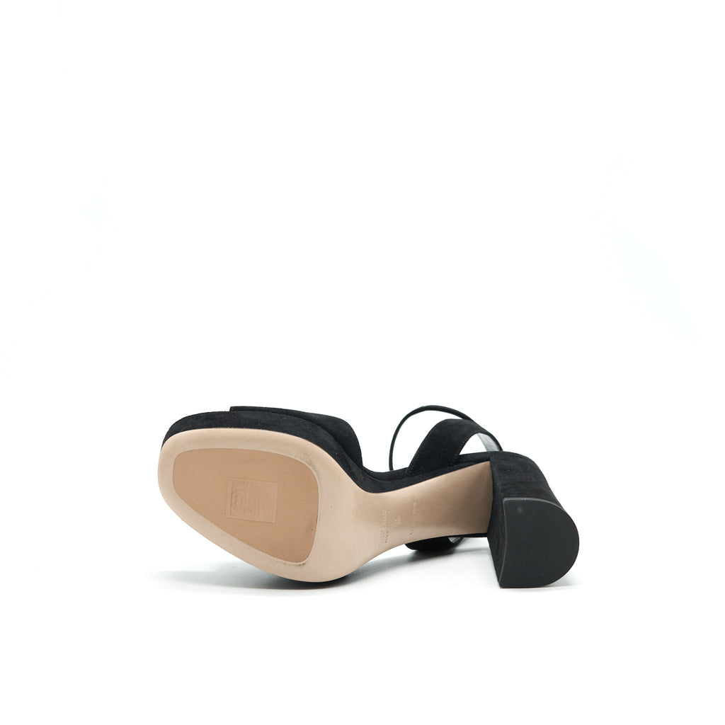 MIUMIU SUEDE LEATHER HIGH HEEL SANDAL BLACK