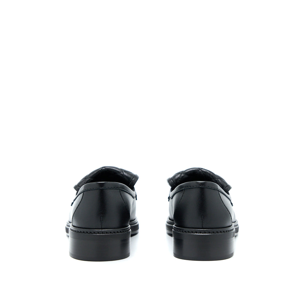 CHANEL CC TURNLOCK LOAFERS BLACK QUILTED LEATHER LGHW