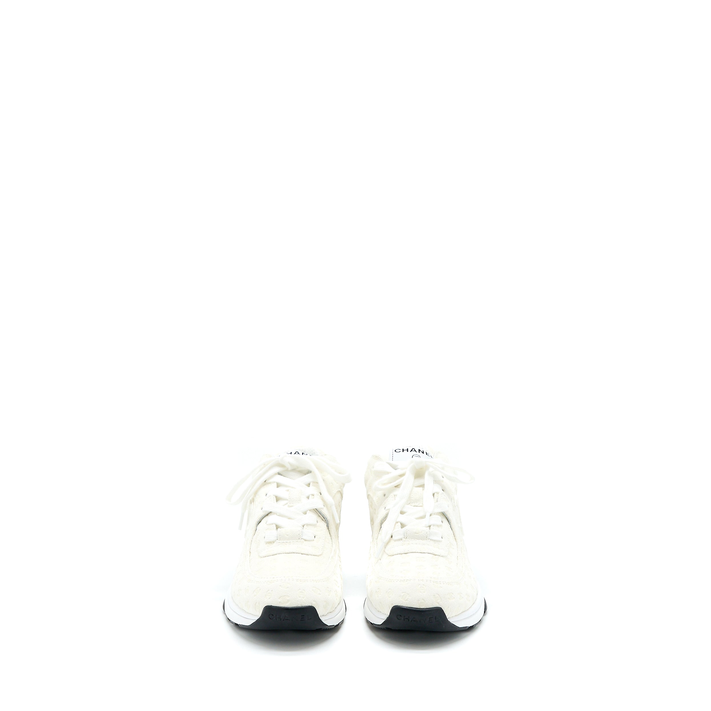 CHANEL 22A TRAINERS PRINTED SUEDE CALFSKIN WHITE