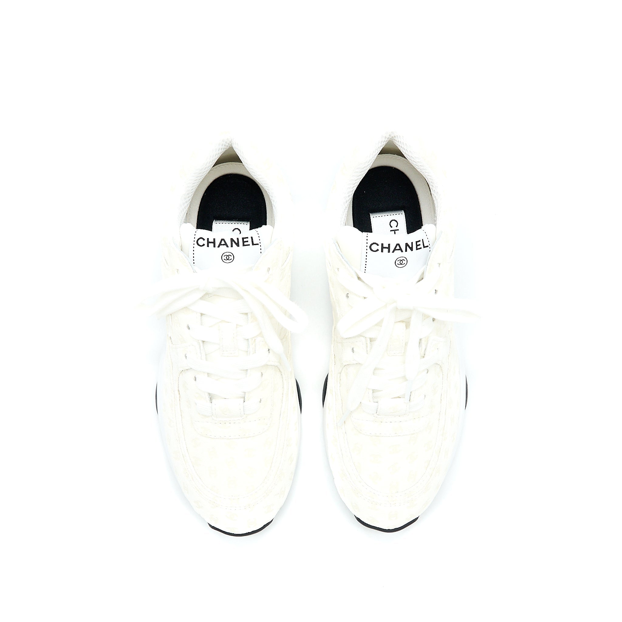 CHANEL 22A TRAINERS PRINTED SUEDE CALFSKIN WHITE