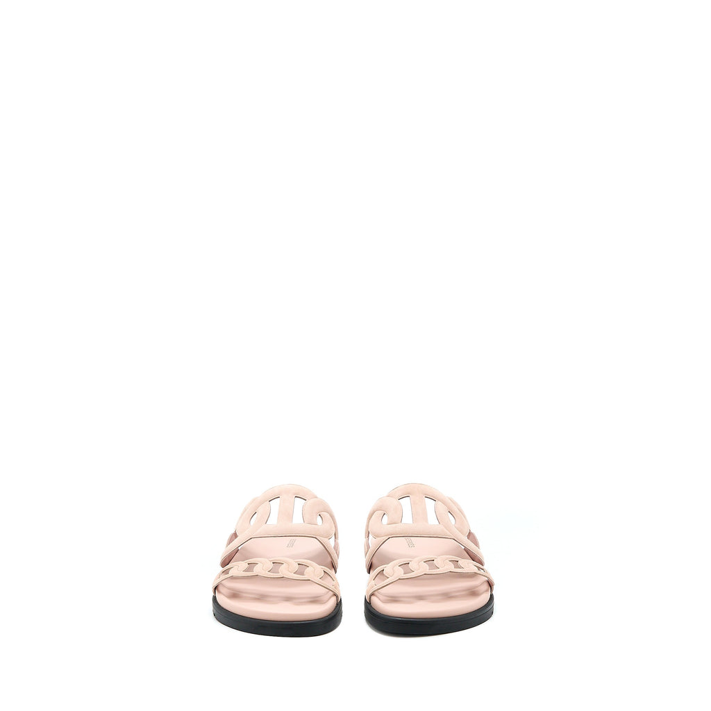 HERMES EXTRA SANDALS CHEVRE VELOURS ROSE OPALINE