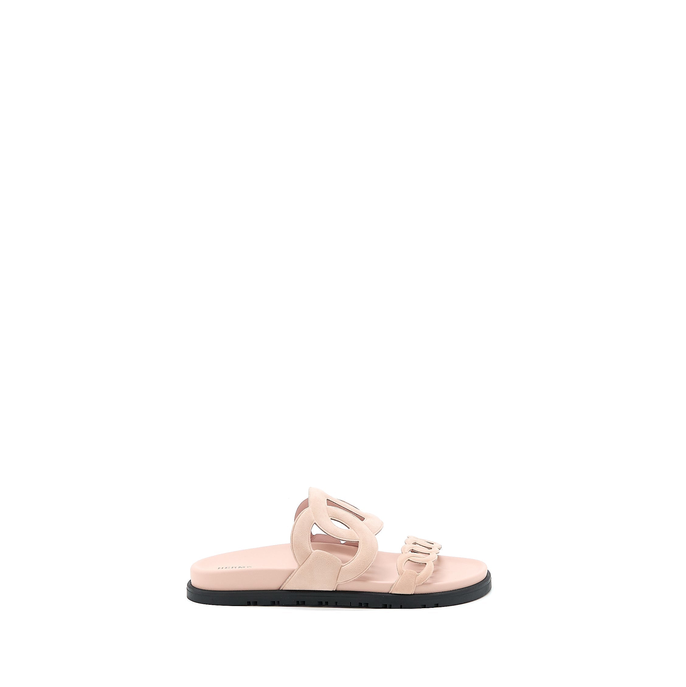 HERMES EXTRA SANDALS CHEVRE VELOURS ROSE OPALINE
