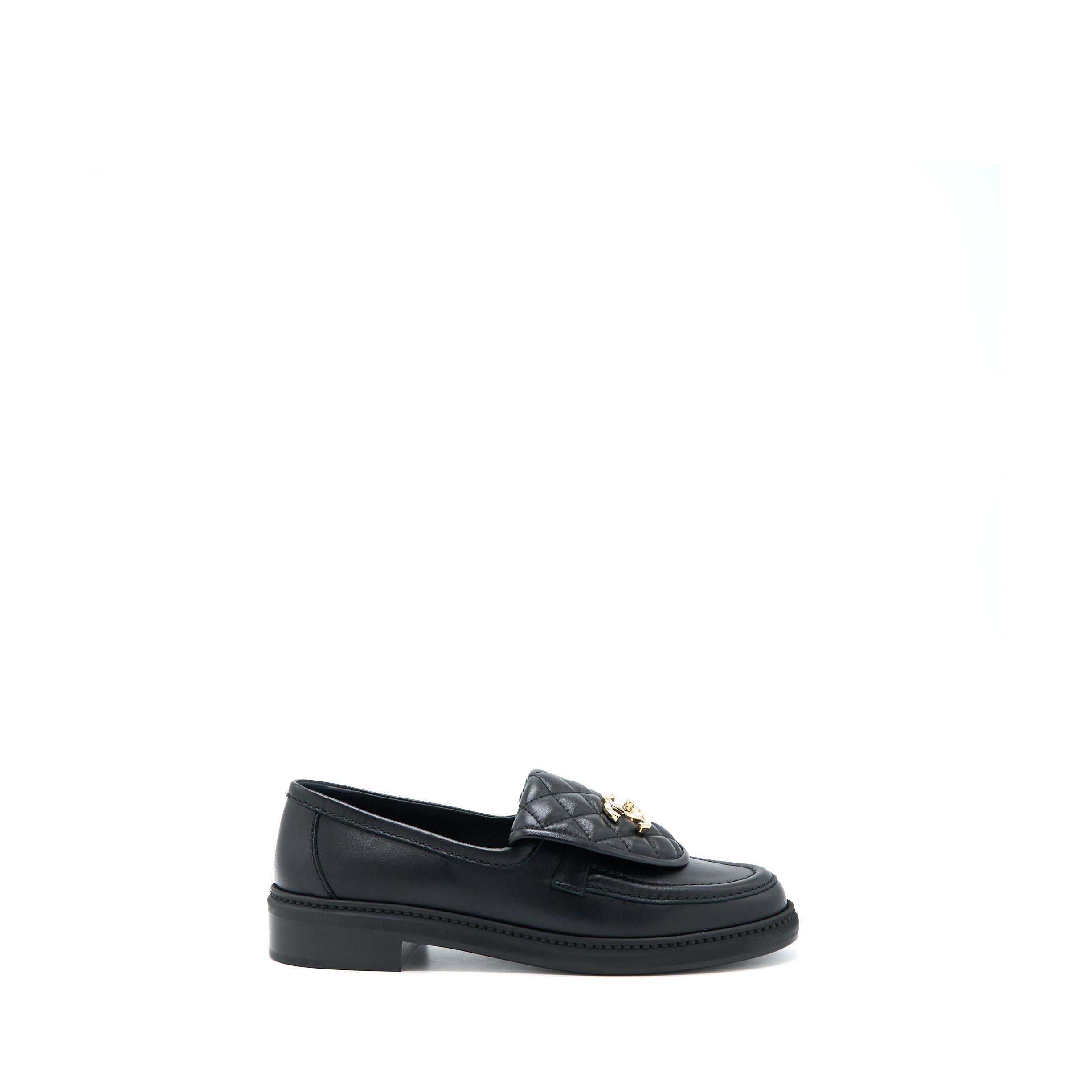 CHANEL TURNLOCK LOAFERS QUILTED LEATHER BLACK LGHW