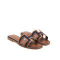 HERMES ORAN SANDALS DENIM CANVAS / CALFSKIN BLUE BRUT